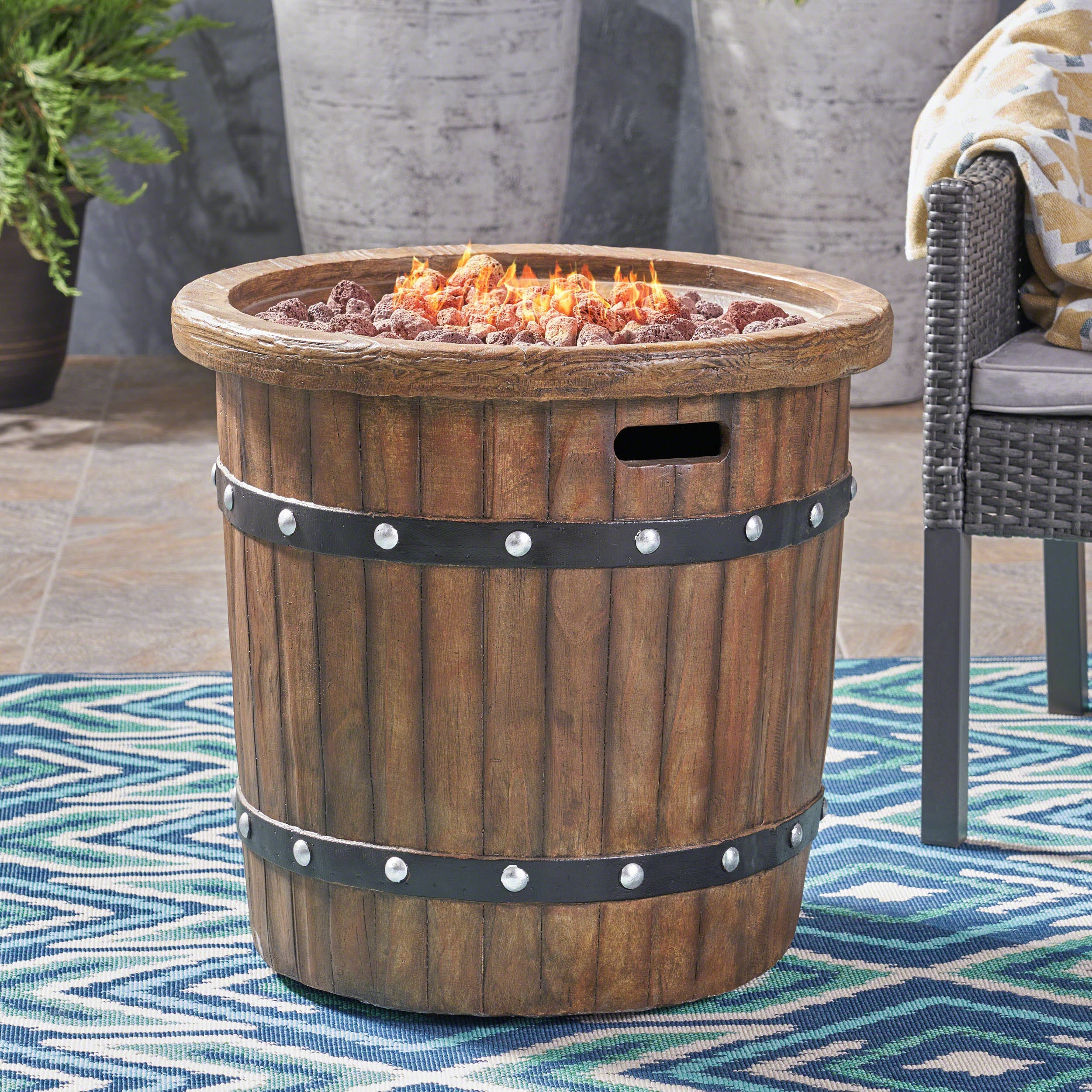 Alora 25-Inch Round 40K BTU Liquid Propance Concrete Fire Pit