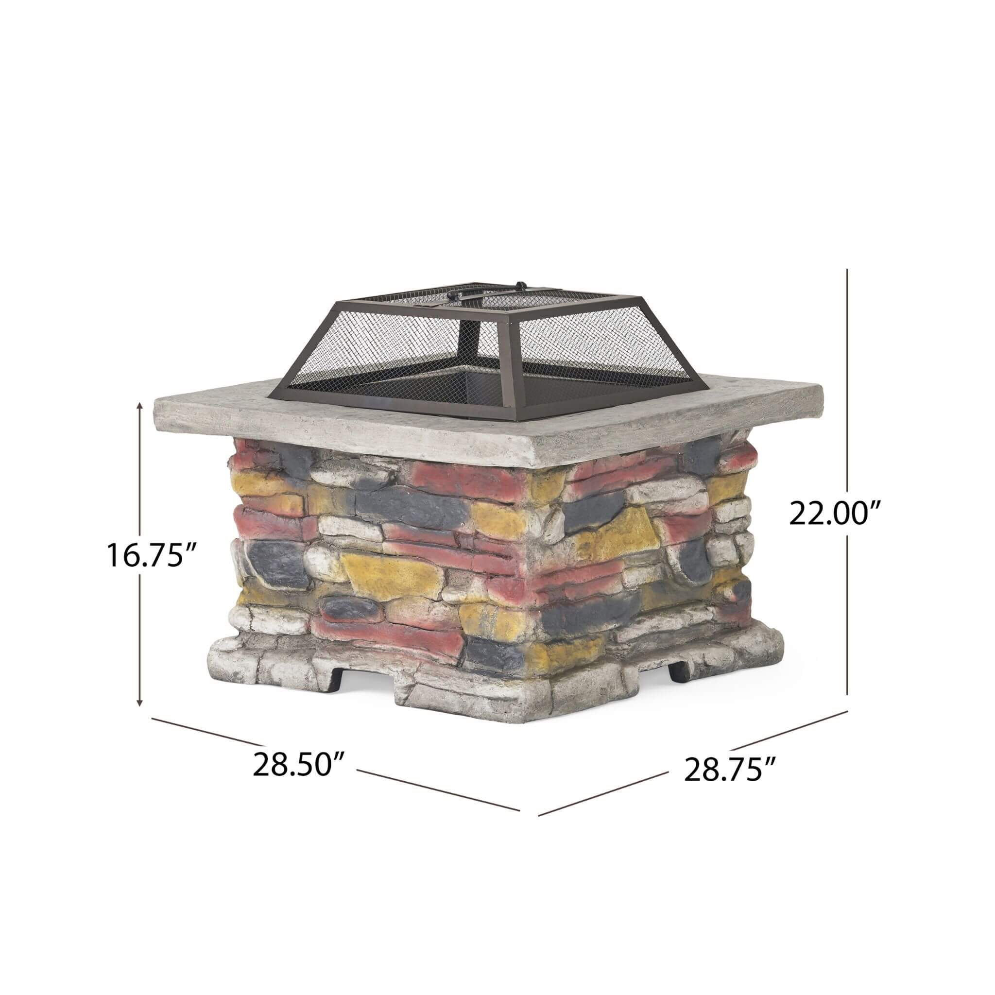 Alora 28-Inch Premium Outdoor Wood Burning Magnesium Oxide Fire Pit With Lid