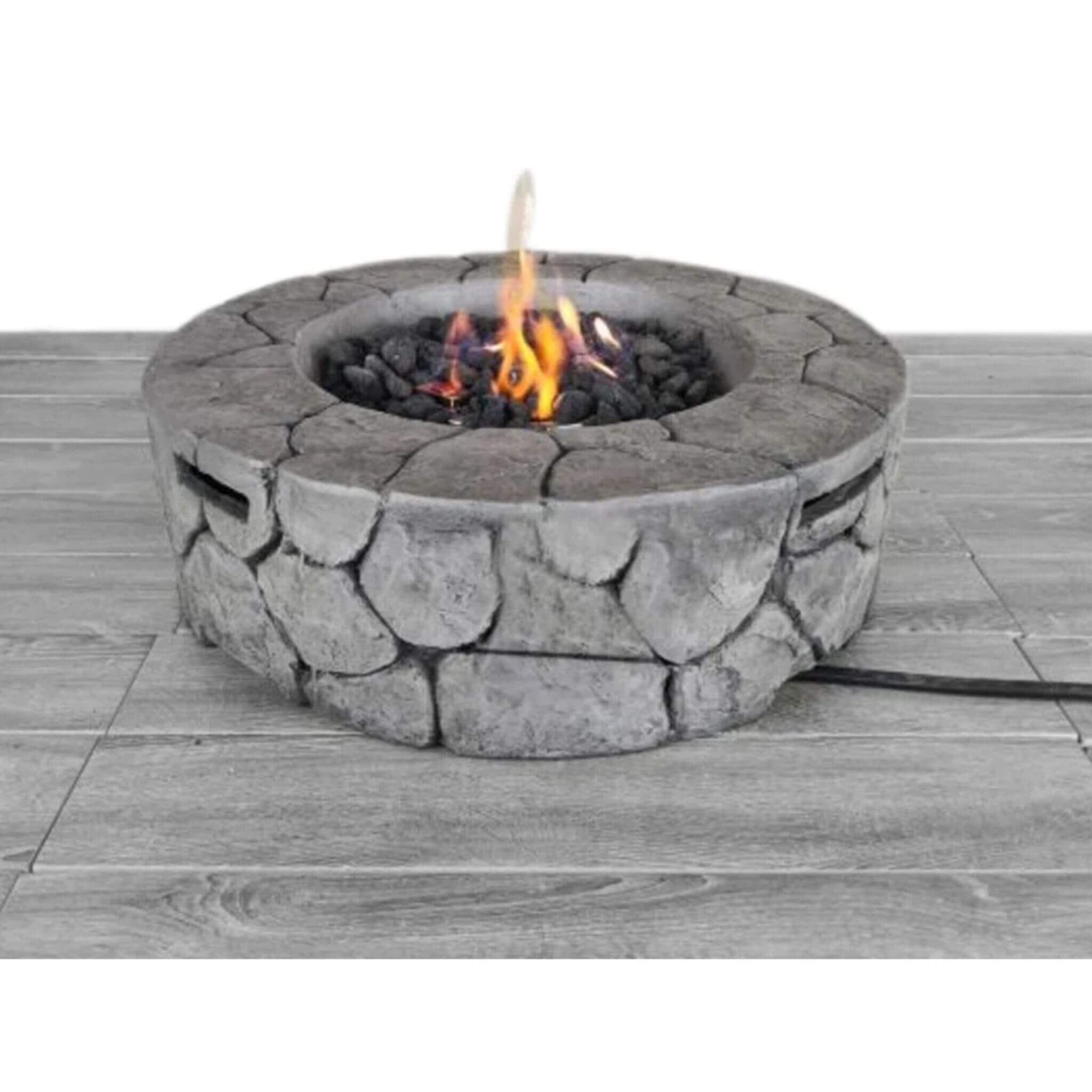 Alora 28-Inch Stone Gray Outdoor Fiber Reinforced Concrete Propane Fire Pit