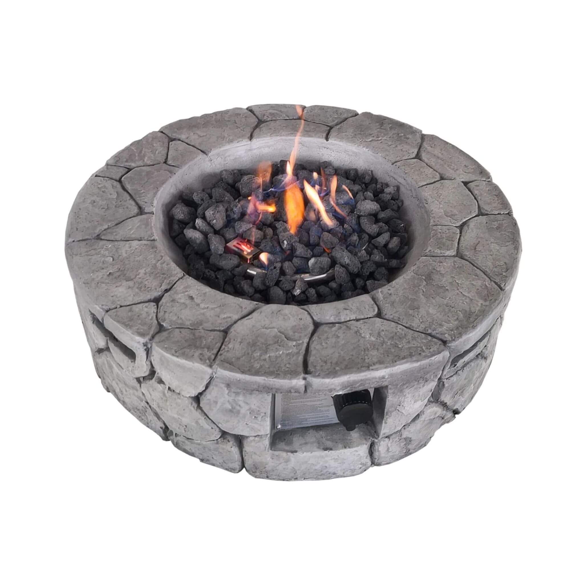Alora 28-Inch Stone Gray Outdoor Fiber Reinforced Concrete Propane Fire Pit