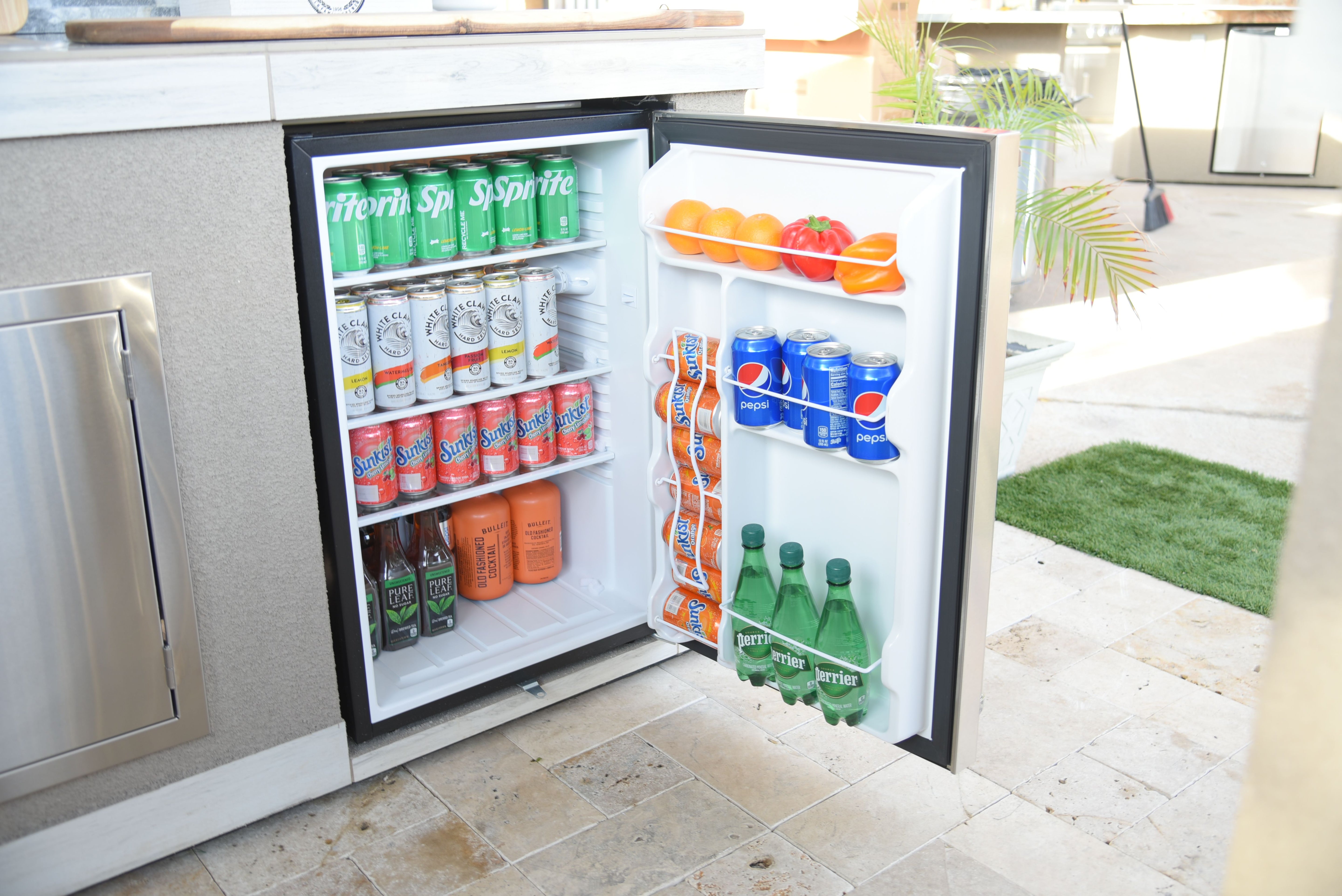 Kokomo Grills Built-In Outdoor Kitchen Refrigerator with Temp Control, Soda Rack & Lights