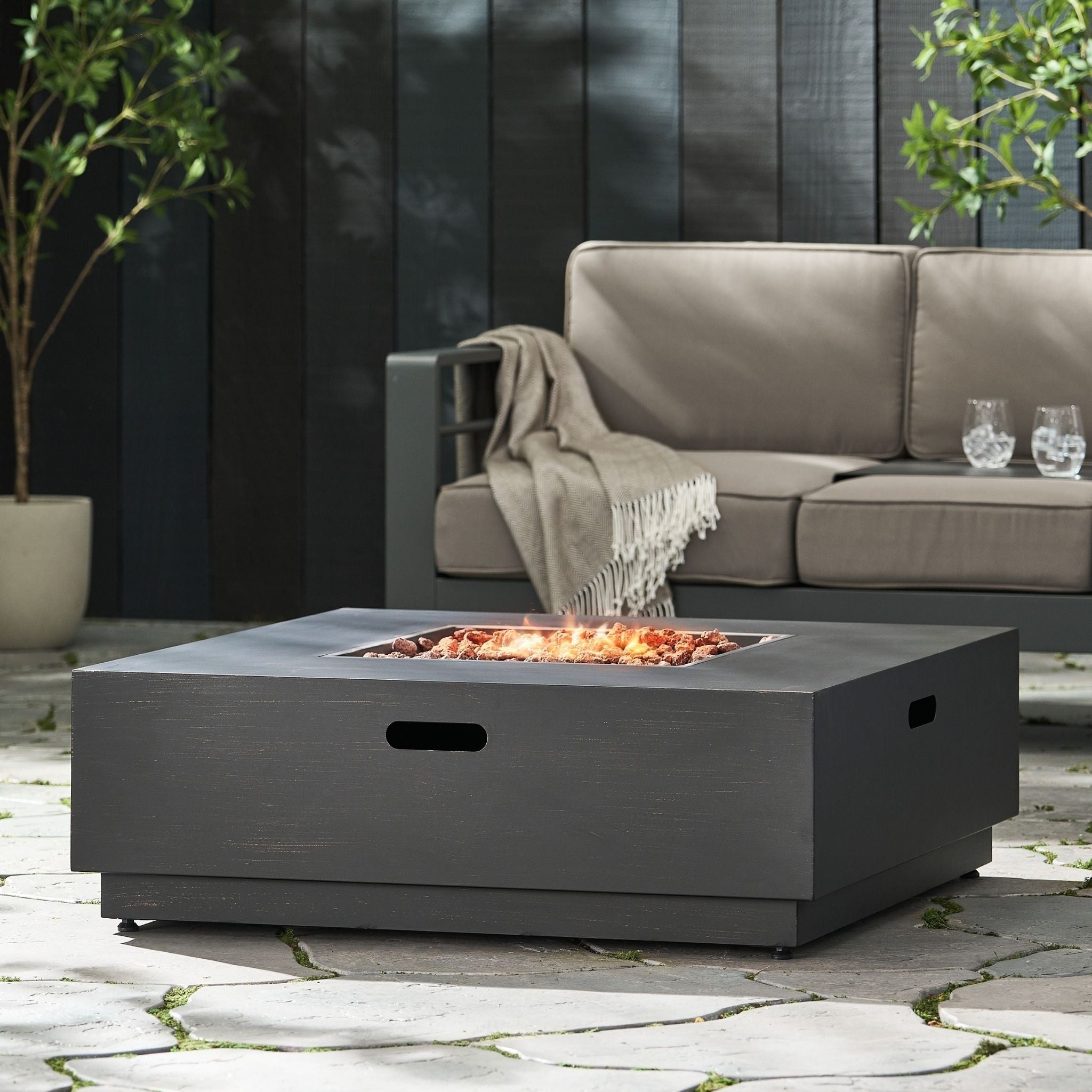 Alora 40-Inch 50K BTU Modern Outdoor Square Iron Backyard Patio Fire Pit