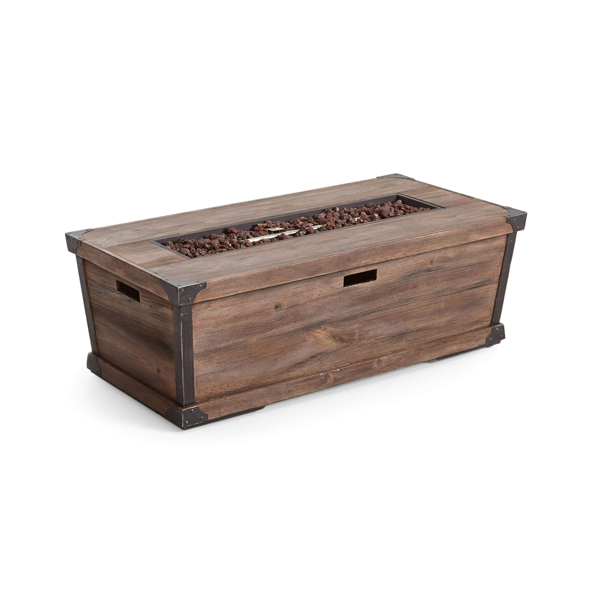 Alora 56-Inch Outdoor 50K BTU Wood Pattern Rectangle Gas Burning Fire Pit