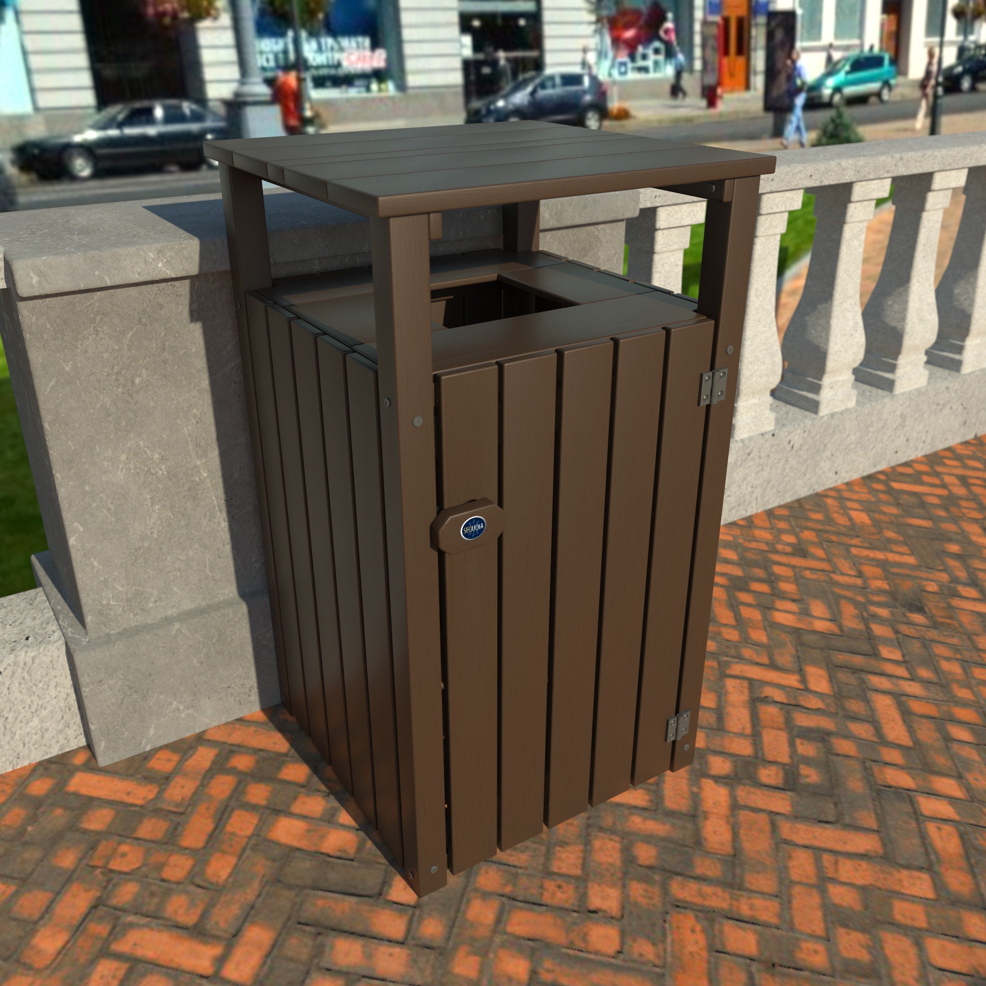 Sequoia Outdoor Commercial Hooded Trash Can