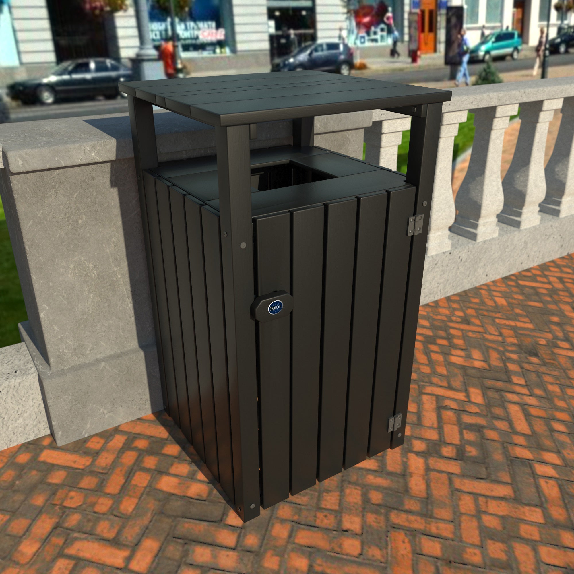 Sequoia Outdoor Commercial Hooded Trash Can