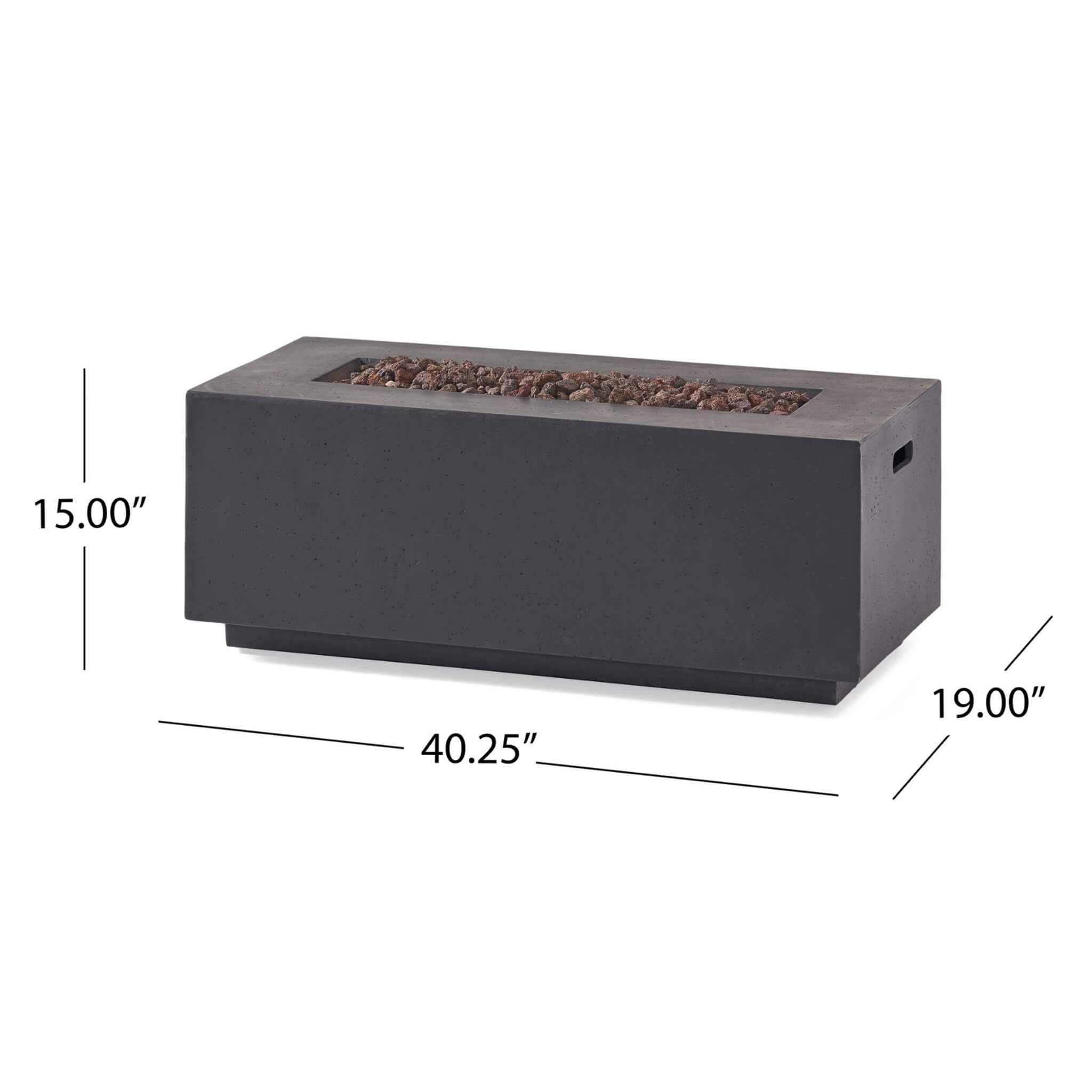 Alora Premium Outdoor Contemporary 40K BTU Rectangular Propane Gas Fire Pit Table