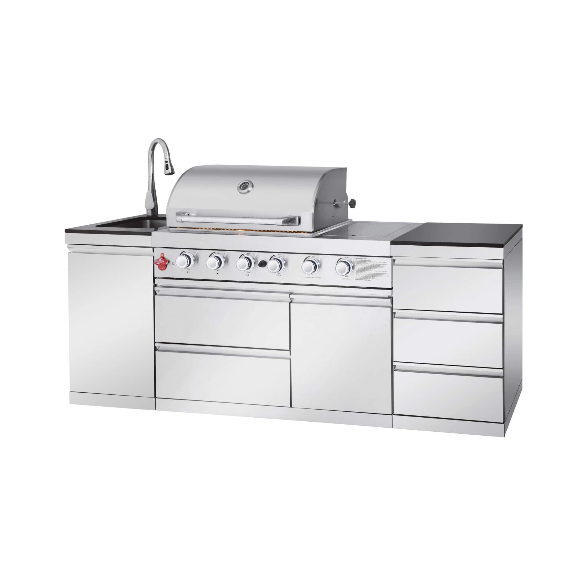 Castelle Flame Deluxe 4-Burner 72000 BTU Stainless Steel Liquid Propane Grill Island