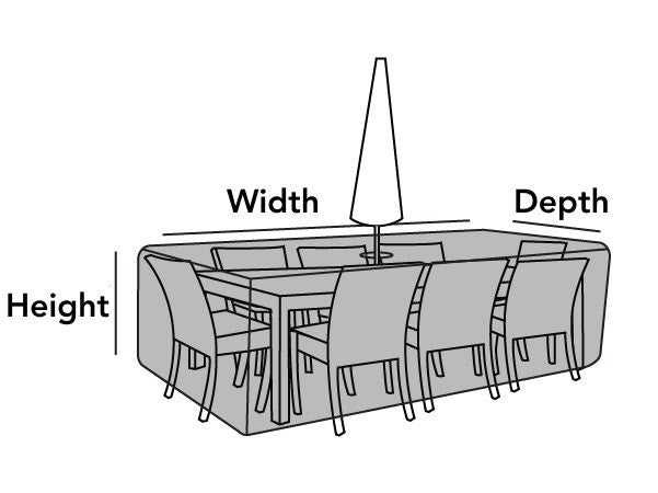 Coverstore Covermates Classic Rectangular Dining Table & Chair Set Cover (with Umbrella Hole) - Hunter Green