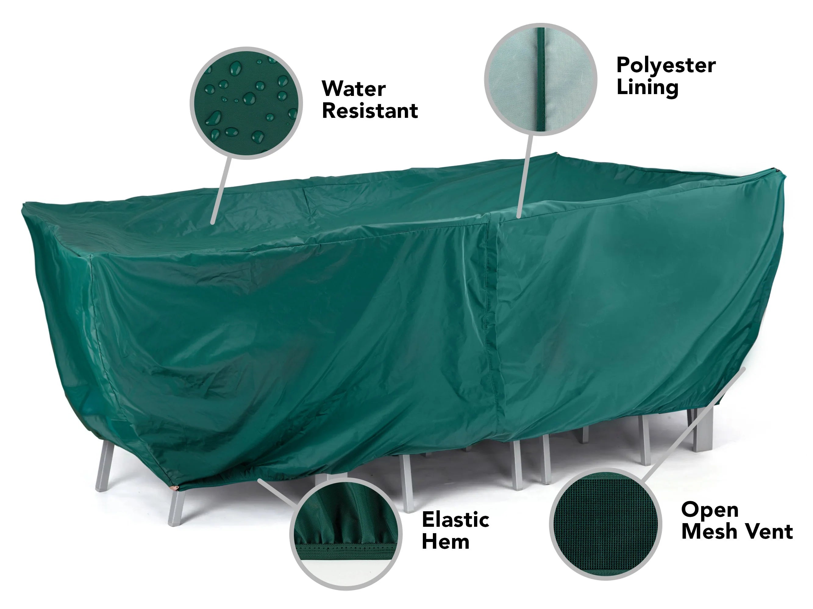 Coverstore Covermates Classic Rectangular Dining Table & Chair Set Cover (with Umbrella Hole) - Hunter Green