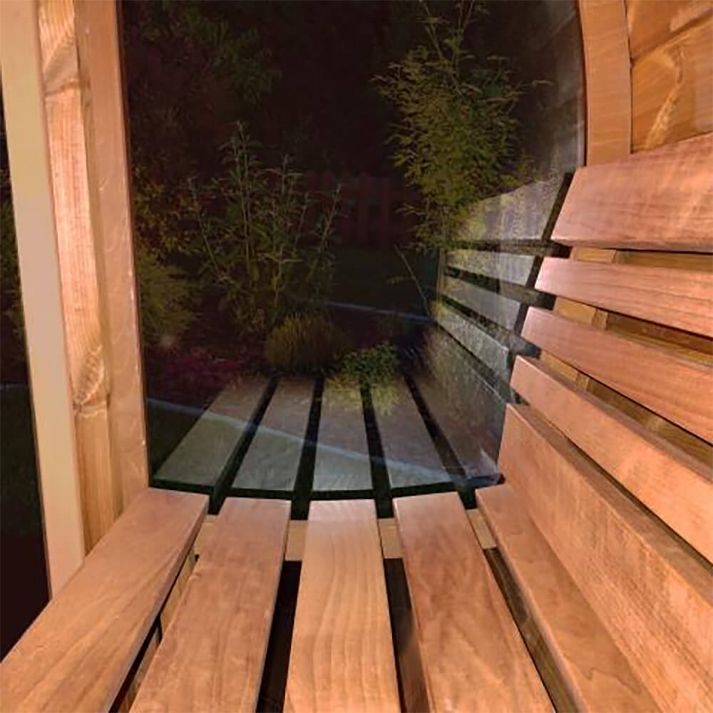 SaunaLife Model E7G Ergo Series 4-Person Outdoor Sauna Barrel With Glass Front