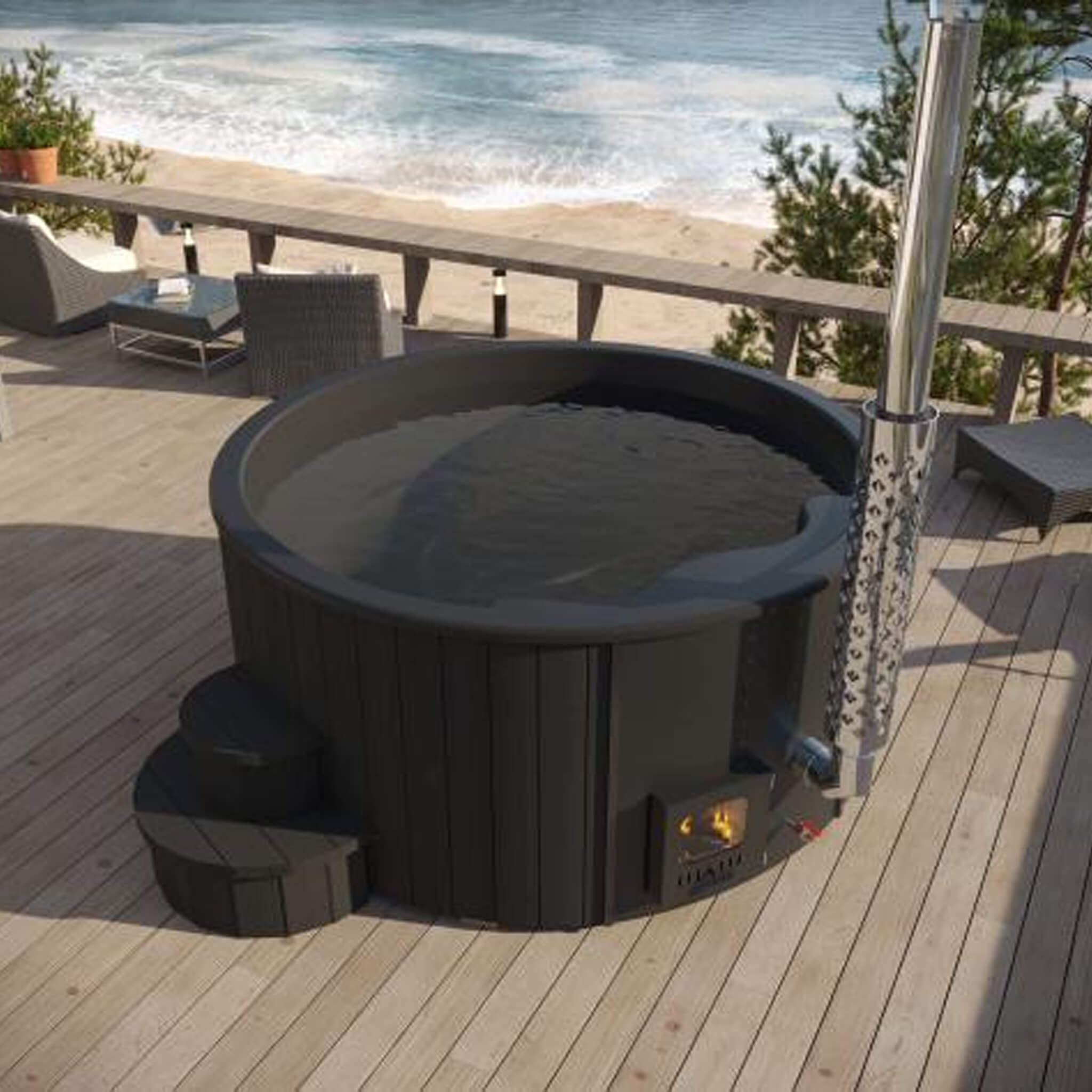 SaunaLife Model S4B Premium 6-Person Home Wood-Burning Hot Tub