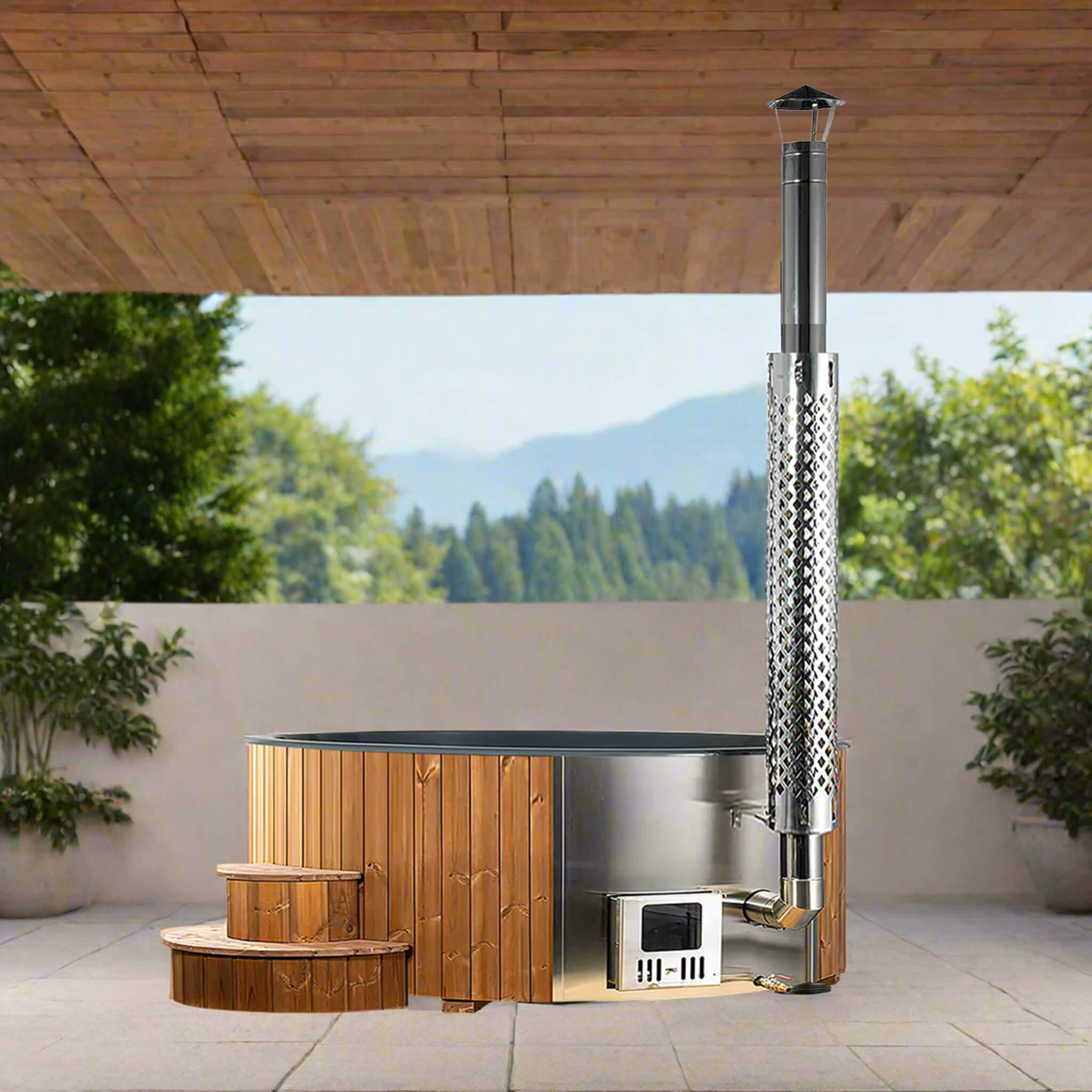 SaunaLife Model S4N Premium 6-Person Home Wood-Burning Hot Tub