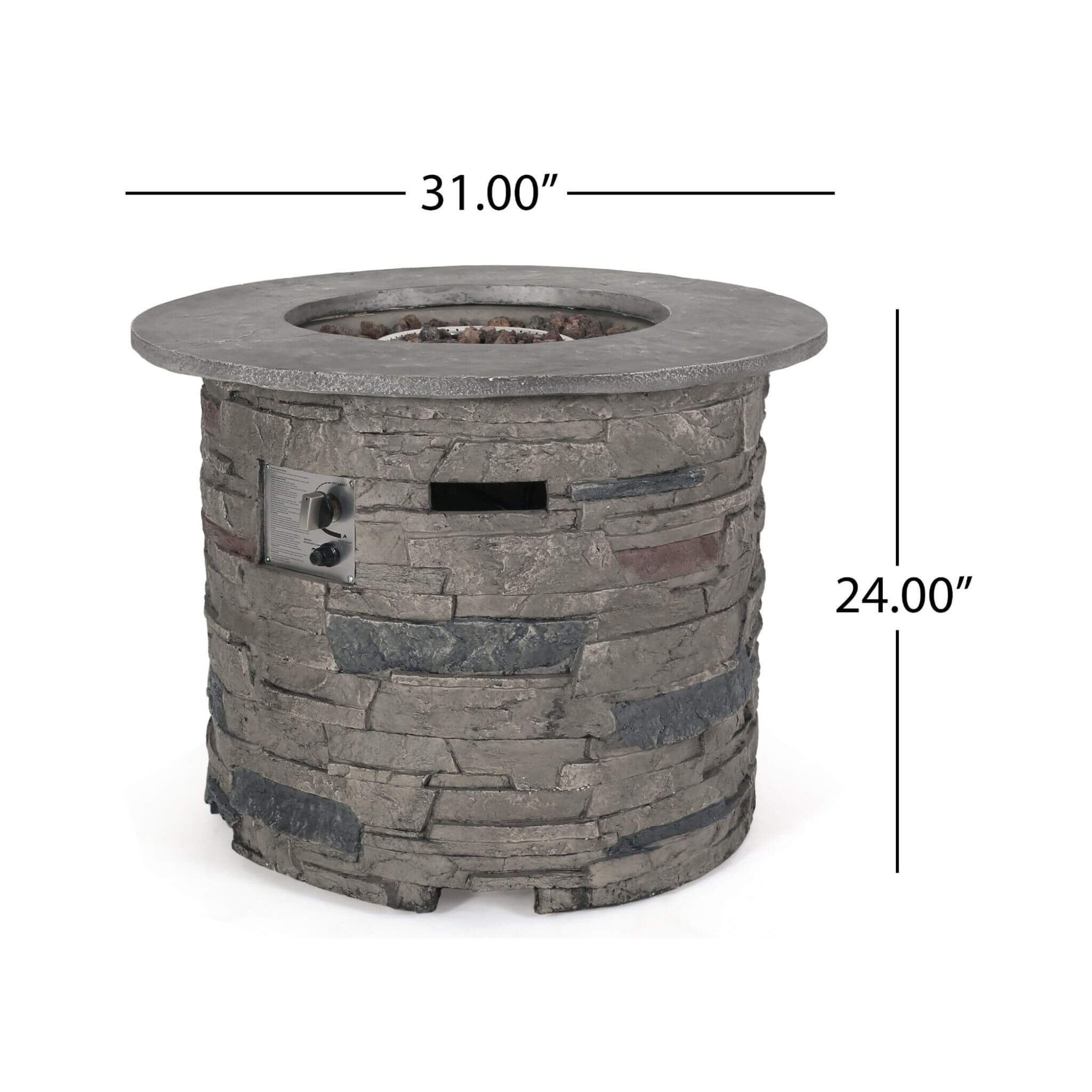 Alora 32-Inch Transitional Outdoor Concrete Round Propane Fire Pit Table