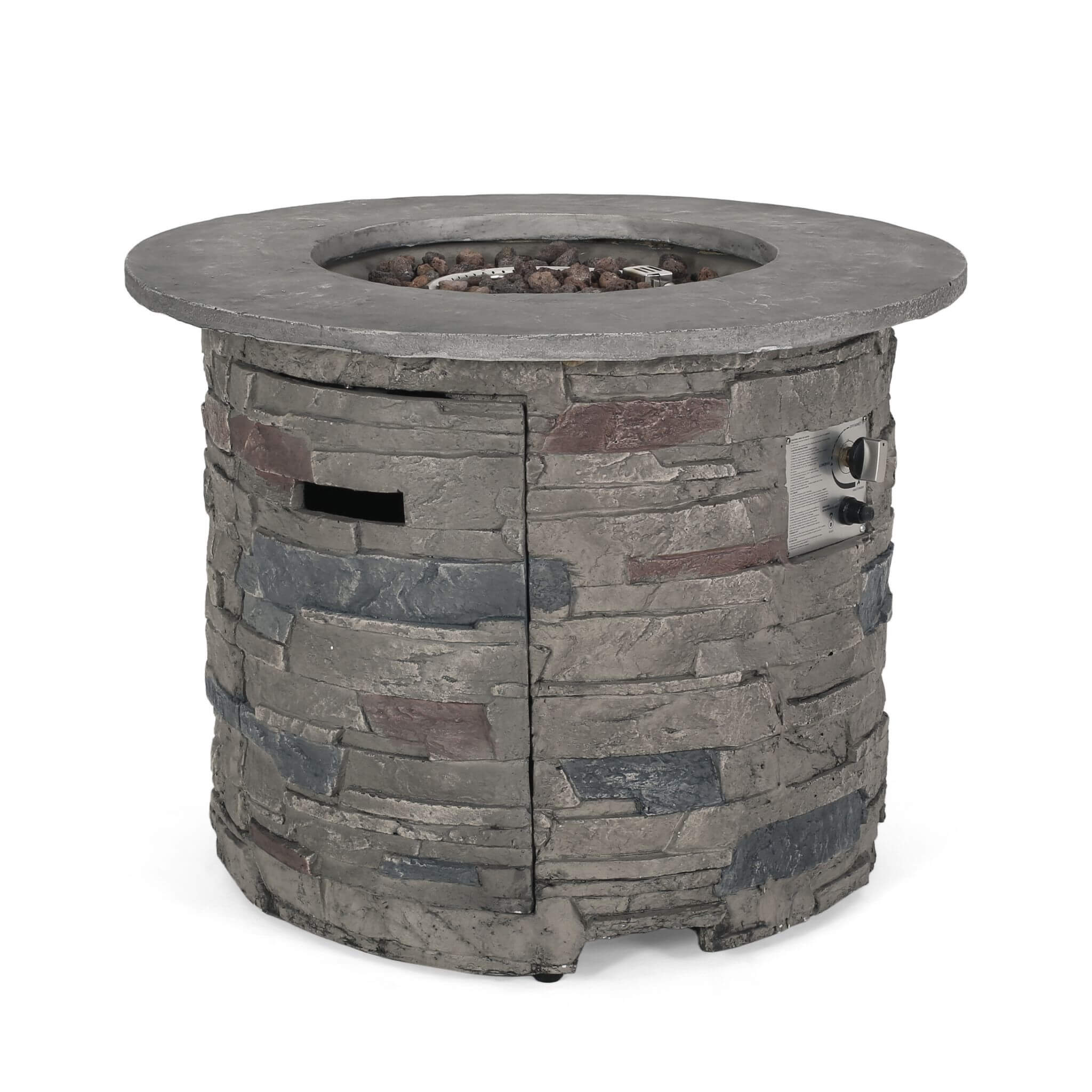 Alora 32-Inch Transitional Outdoor Concrete Round Propane Fire Pit Table