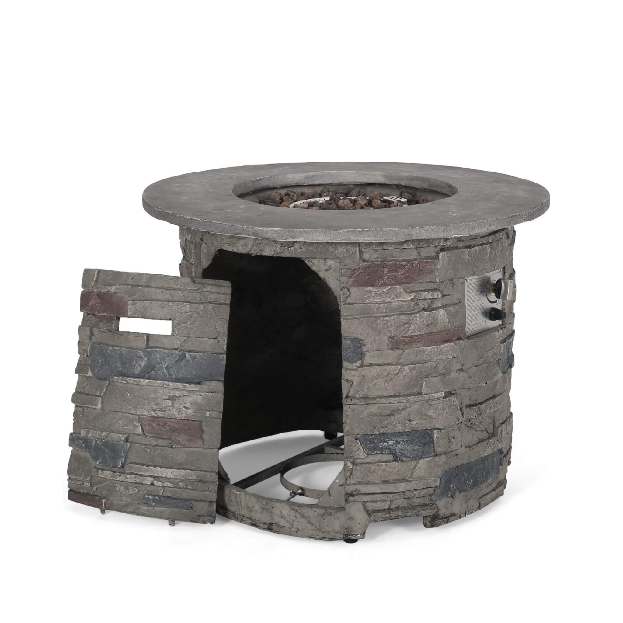 Alora 32-Inch Transitional Outdoor Concrete Round Propane Fire Pit Table