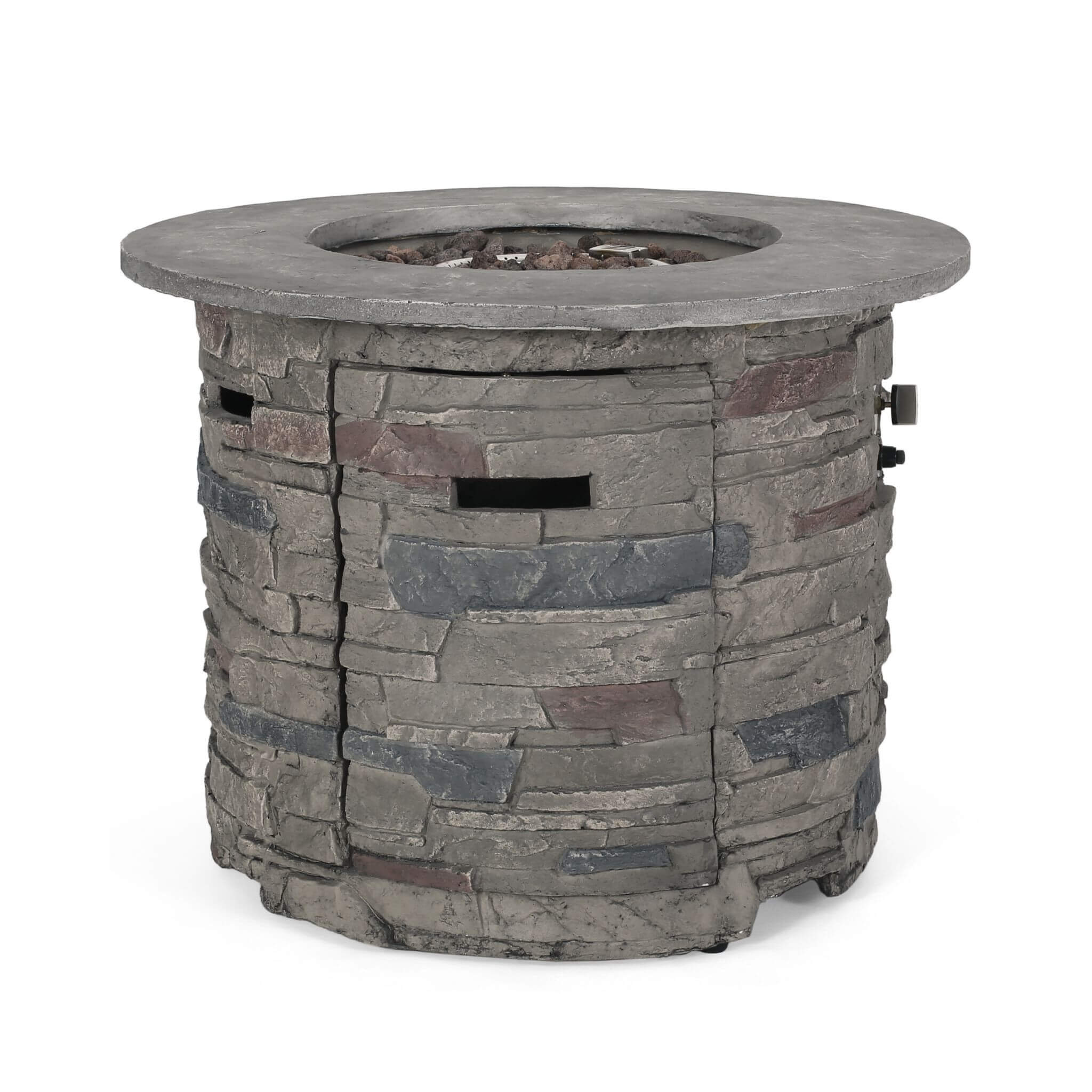 Alora 32-Inch Transitional Outdoor Concrete Round Propane Fire Pit Table