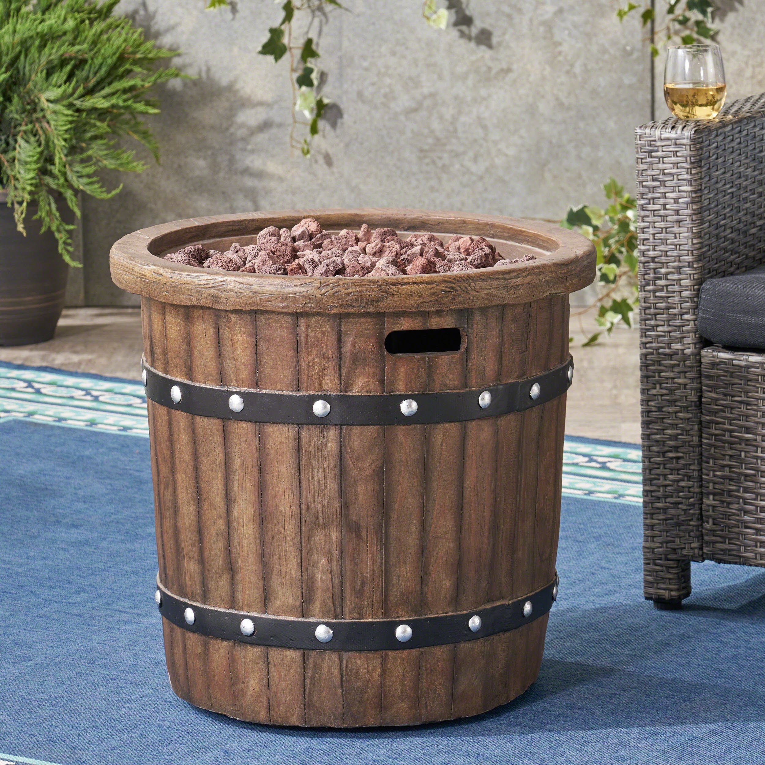 Alora 25-Inch Round 40K BTU Liquid Propance Concrete Fire Pit