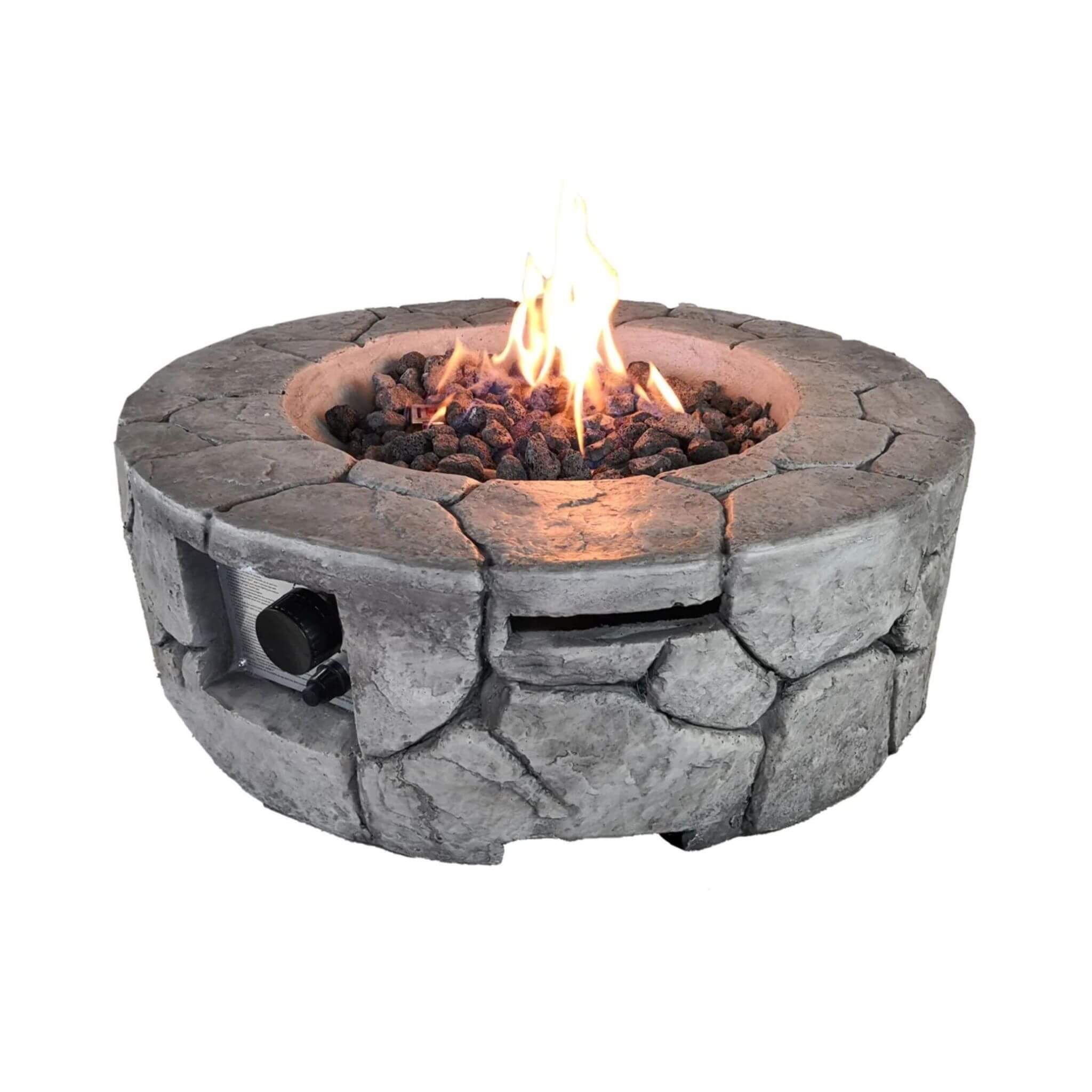 Alora 28-Inch Stone Gray Outdoor Fiber Reinforced Concrete Propane Fire Pit