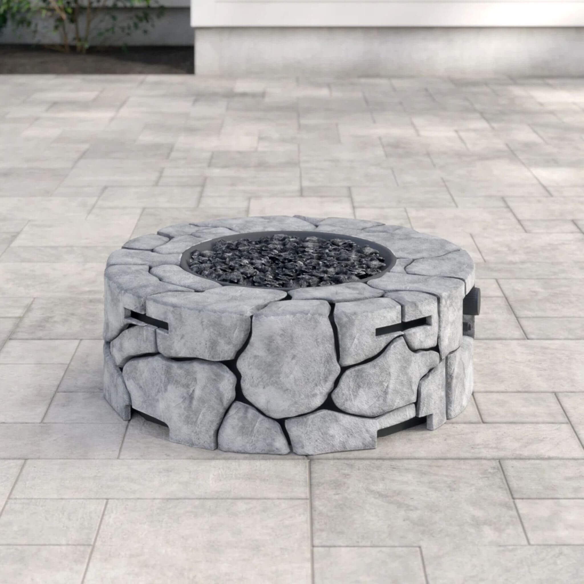 Alora 28-Inch Stone Gray Outdoor Fiber Reinforced Concrete Propane Fire Pit