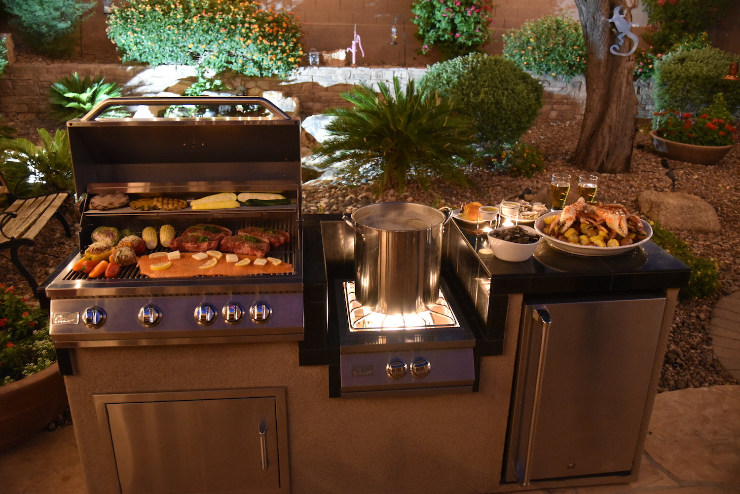 Kokomo Grills Power Burner + 4-Burner 32” Built-In BBQ Grill Island Kitchen Package