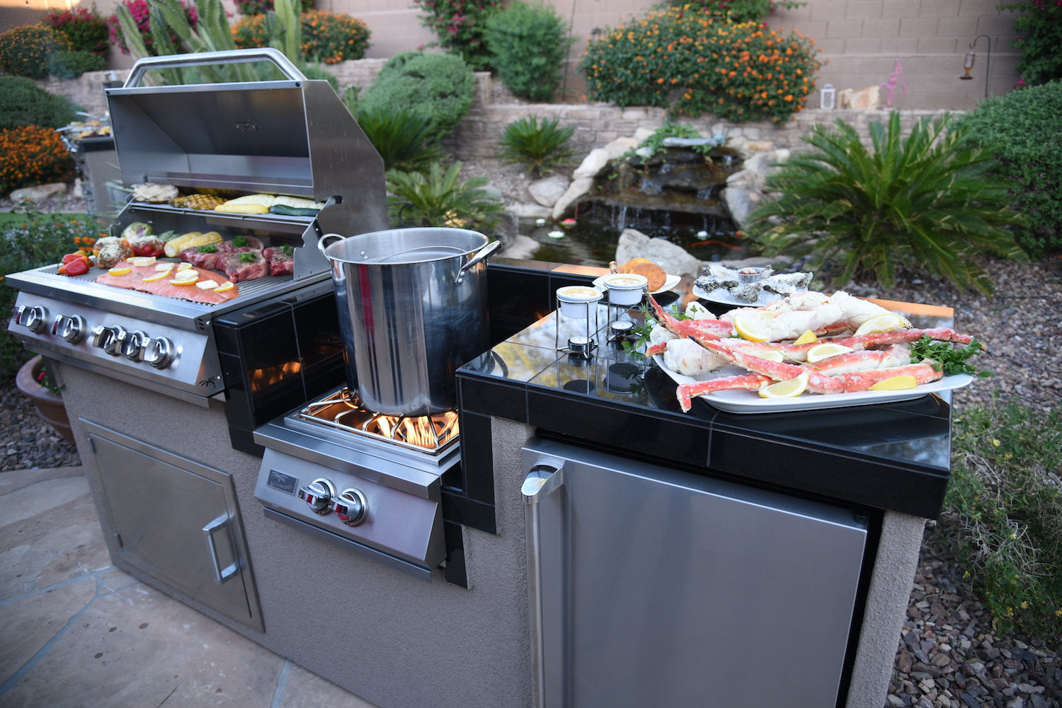 Kokomo Grills Power Burner + 4-Burner 32” Built-In BBQ Grill Island Kitchen Package
