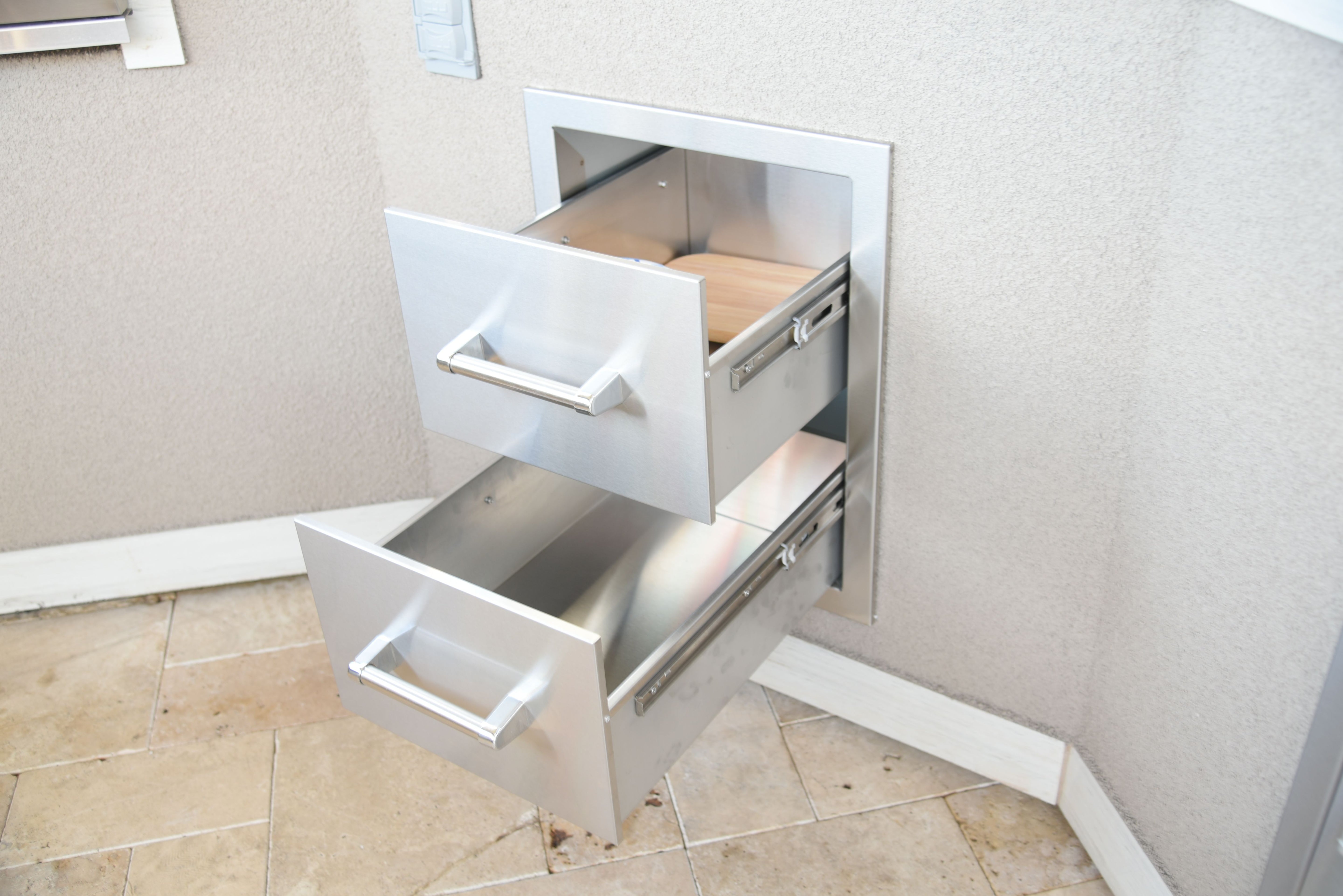 Kokomo Grills Stainless Steel Built-In Double Drawer with Easy Glides & Bar Handles