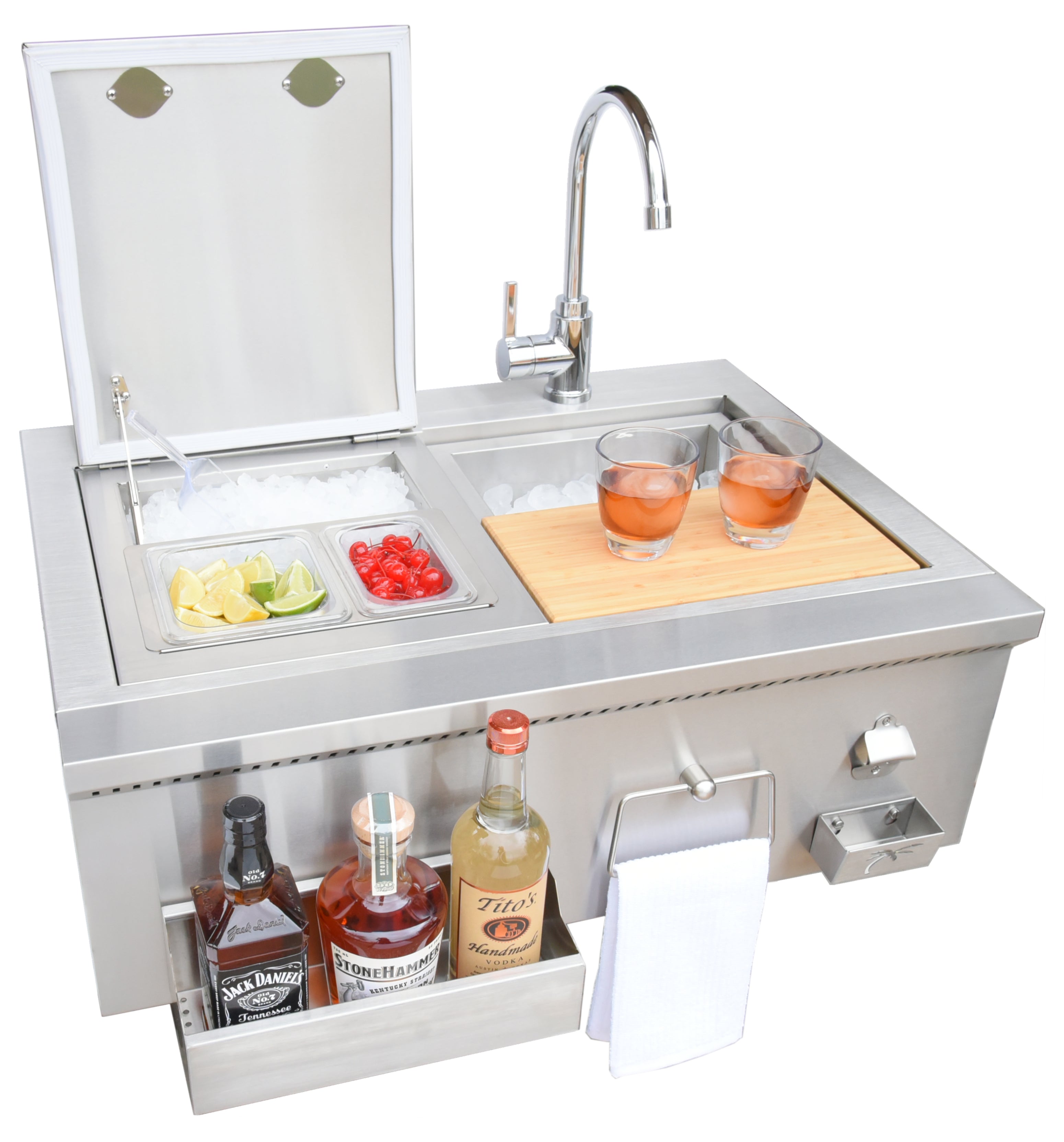 Kokomo Grills Built-In Bartender Cocktail Station with Sink, Bottle Opener, and Ice Chest