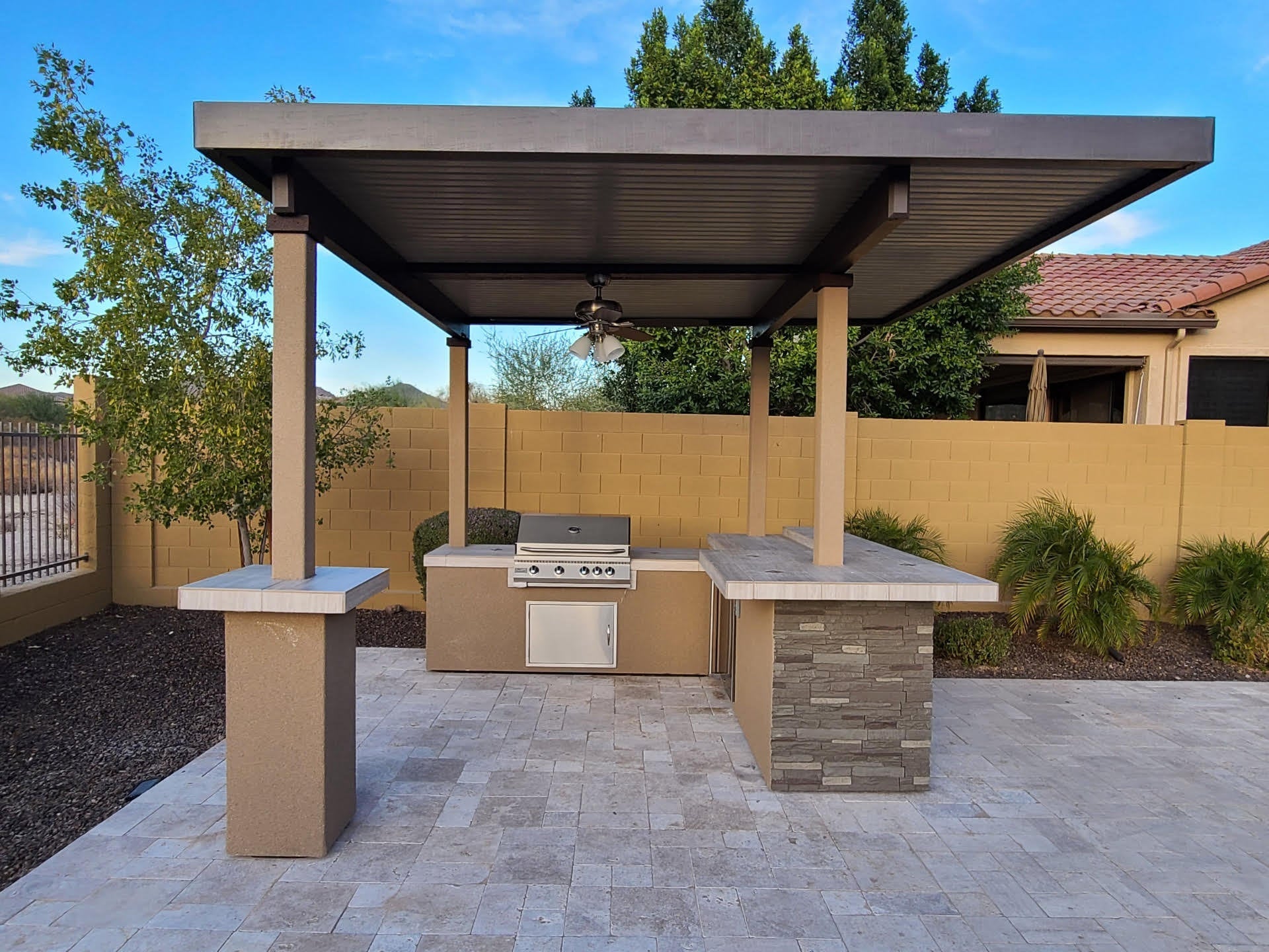 Kokomo Grills Aruba BBQ Island with 12’ x 12’ Pergola & Built-In BBQ Grill