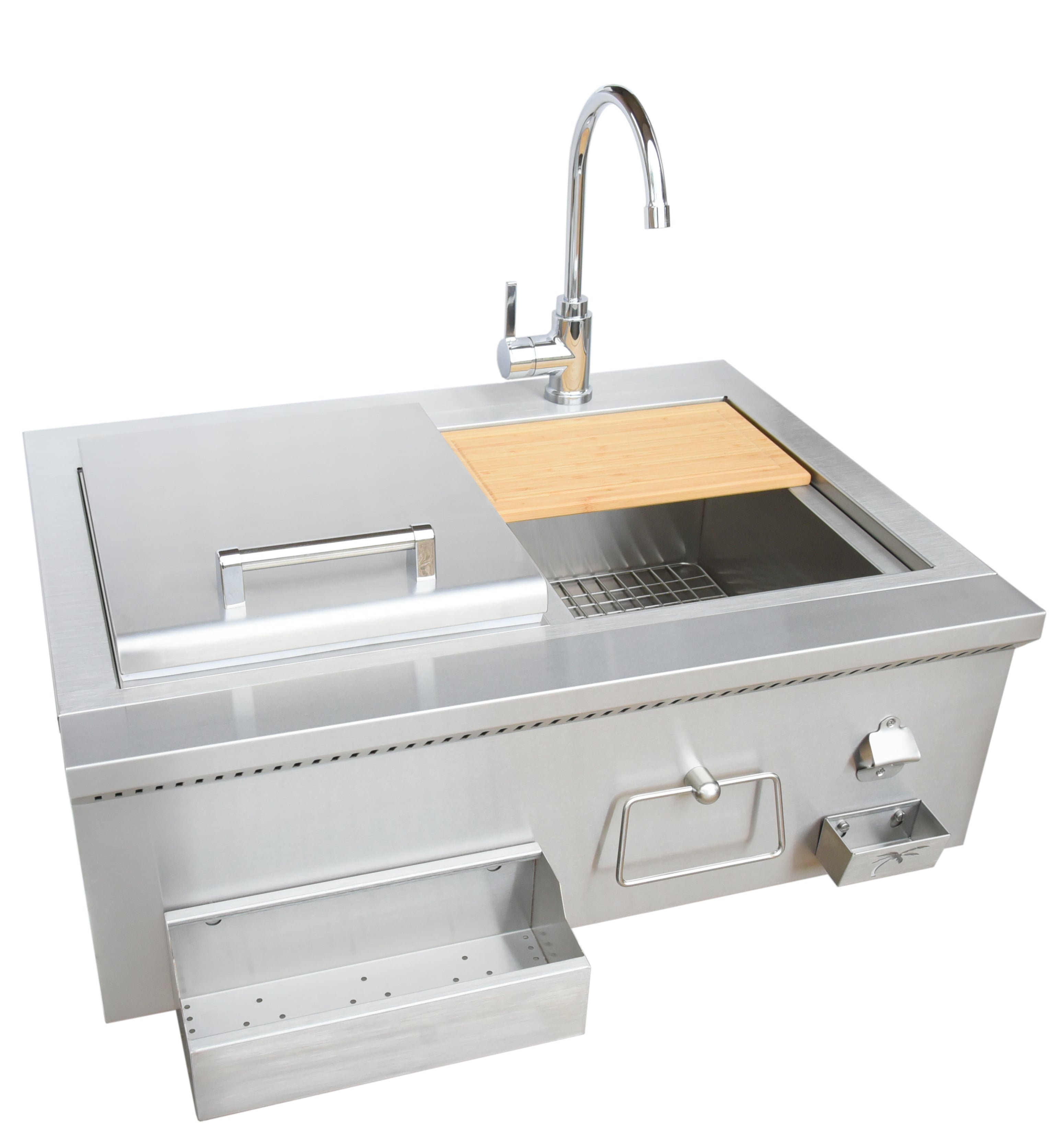 Kokomo Grills Built-In Bartender Cocktail Station with Sink, Bottle Opener, and Ice Chest