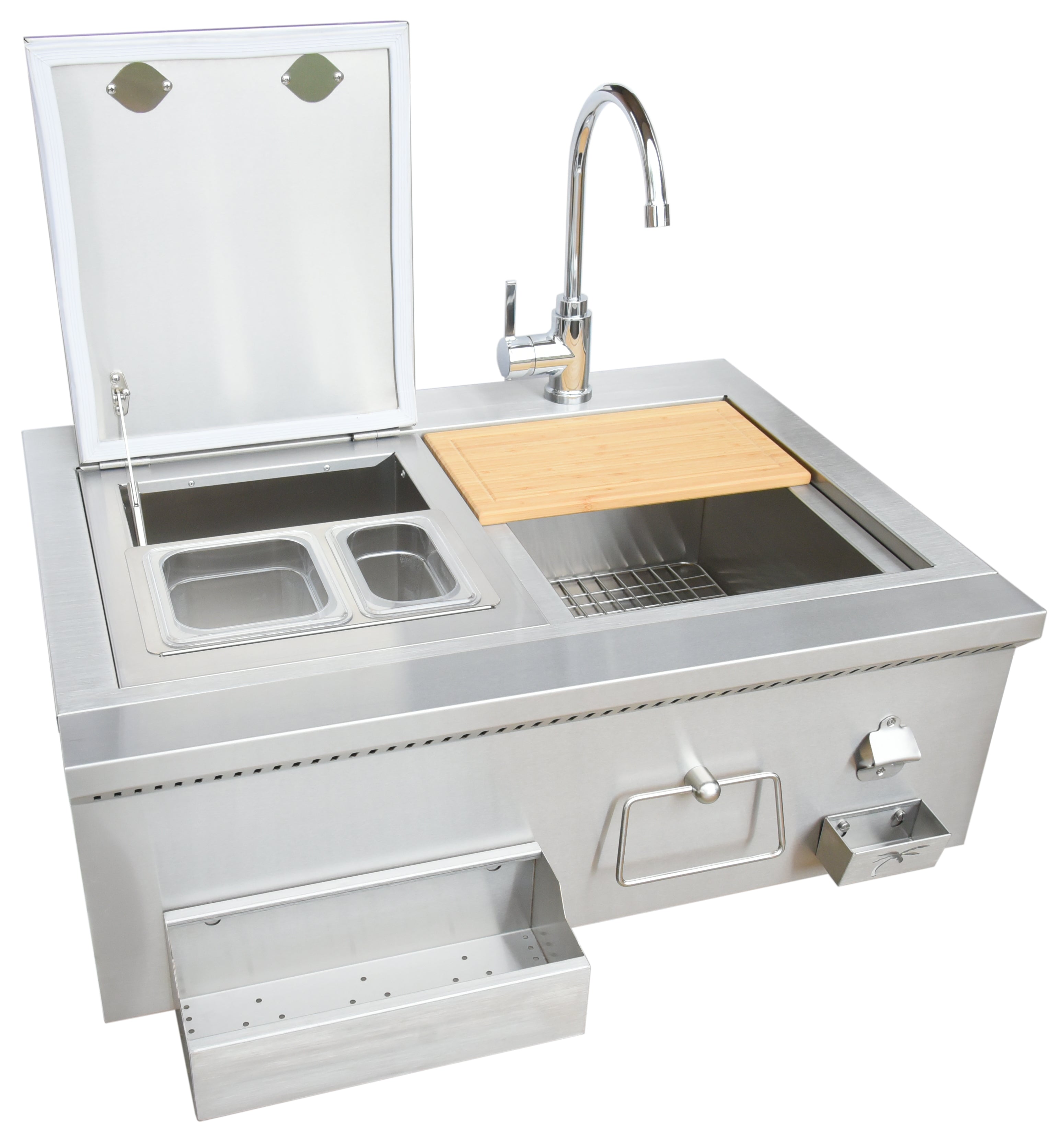Kokomo Grills Built-In Bartender Cocktail Station with Sink, Bottle Opener, and Ice Chest