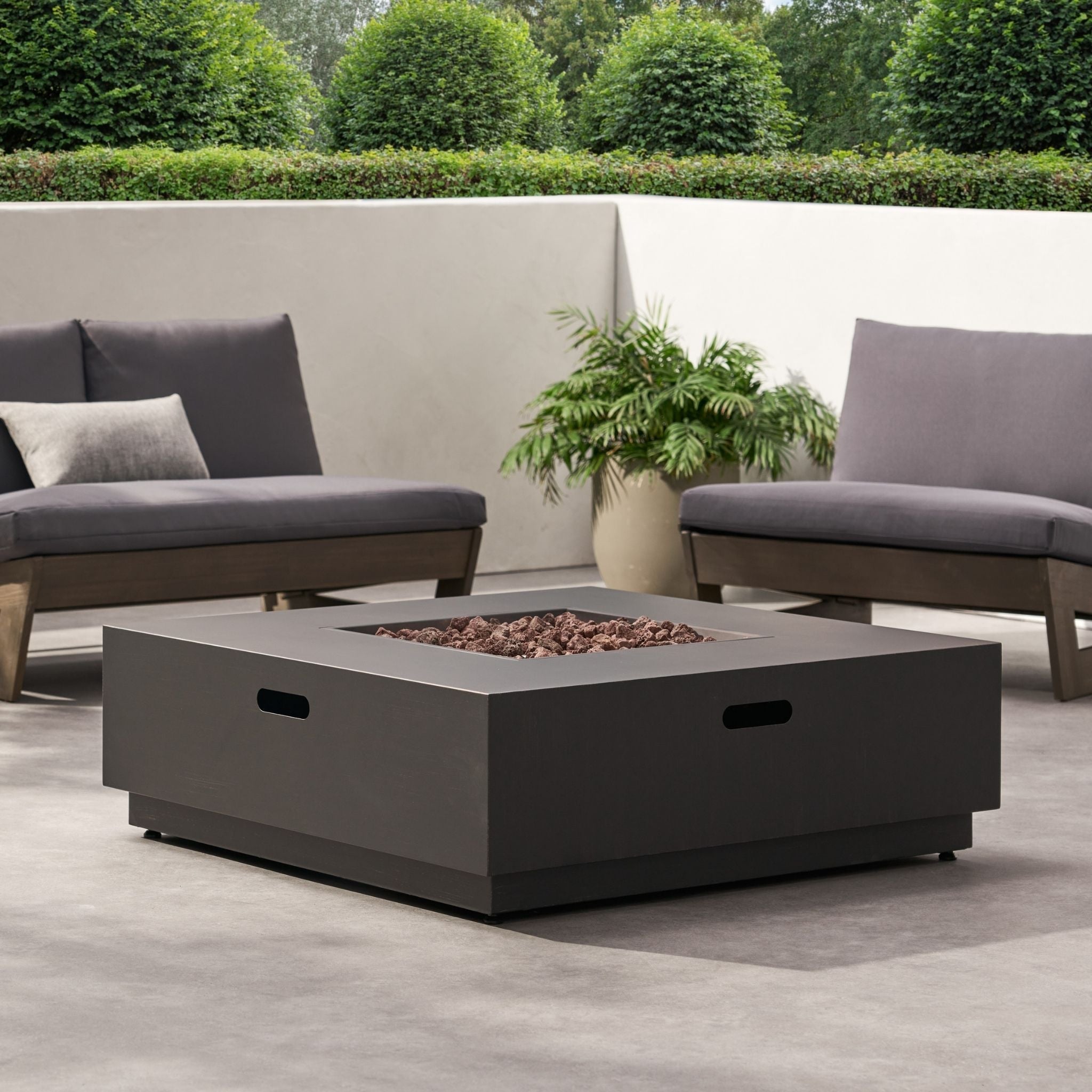 Alora 40-Inch 50K BTU Modern Outdoor Square Iron Backyard Patio Fire Pit