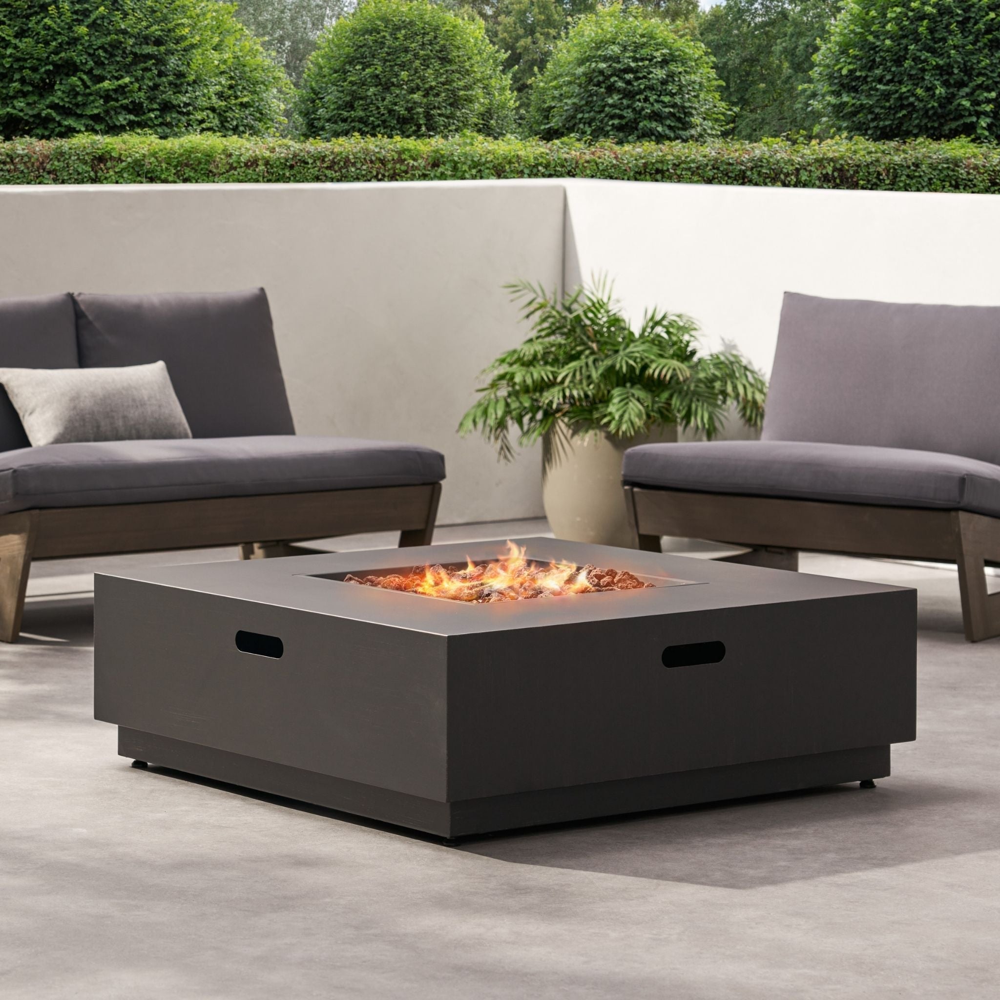 Alora 40-Inch 50K BTU Modern Outdoor Square Iron Backyard Patio Fire Pit