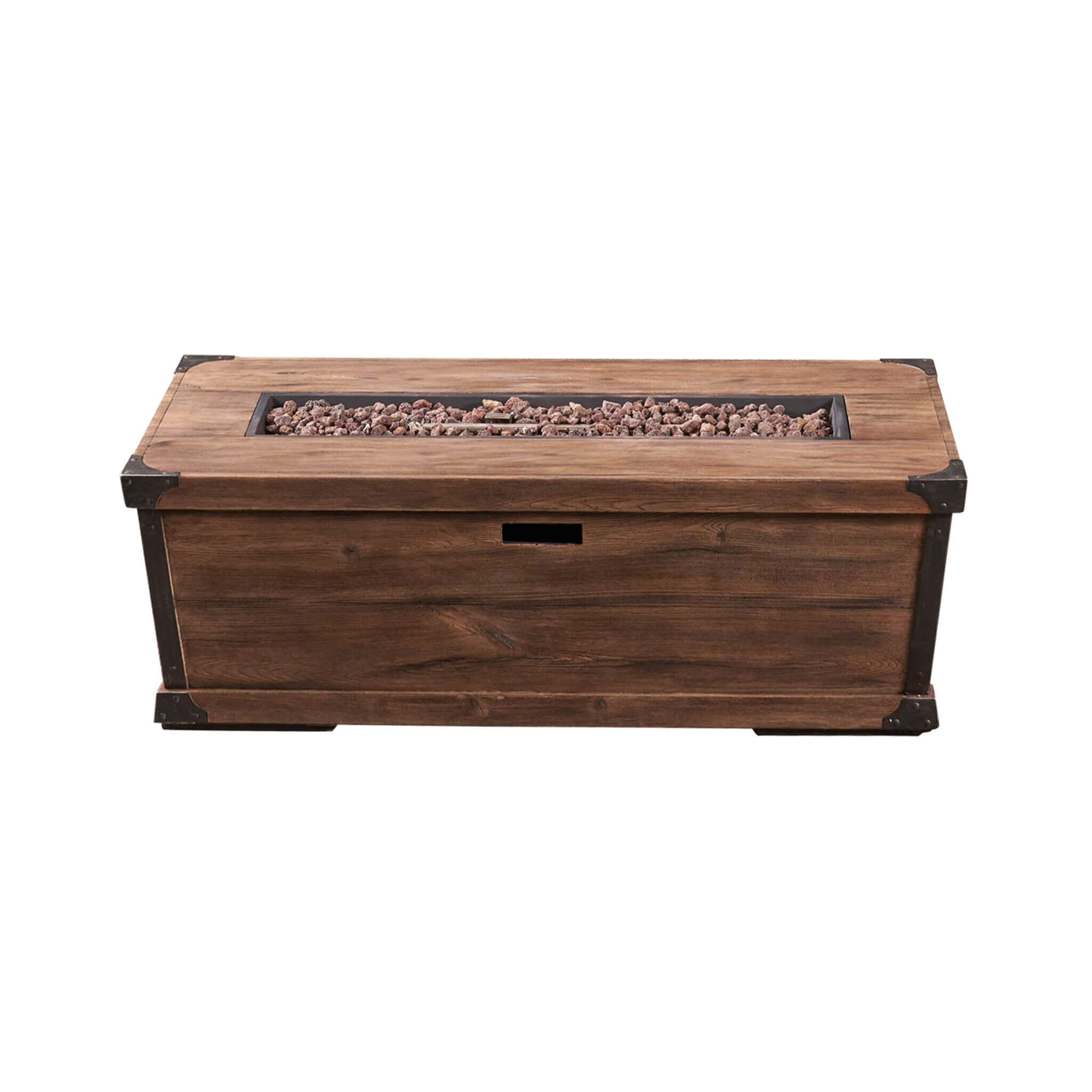 Alora 56-Inch Outdoor 50K BTU Wood Pattern Rectangle Gas Burning Fire Pit