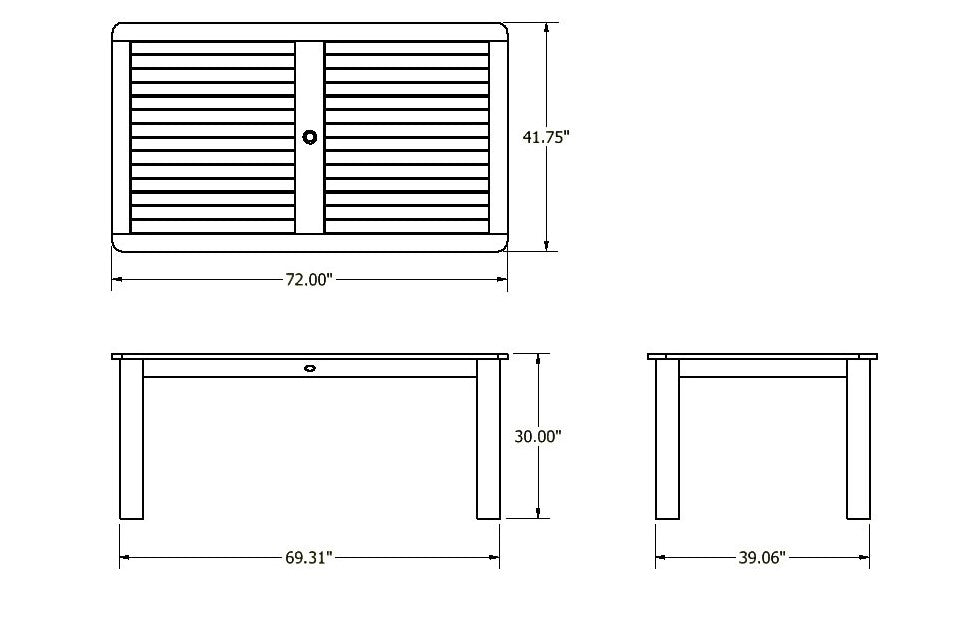 Sequoia Outdoor Homestead Rectangular 42in x 72in Dining Table