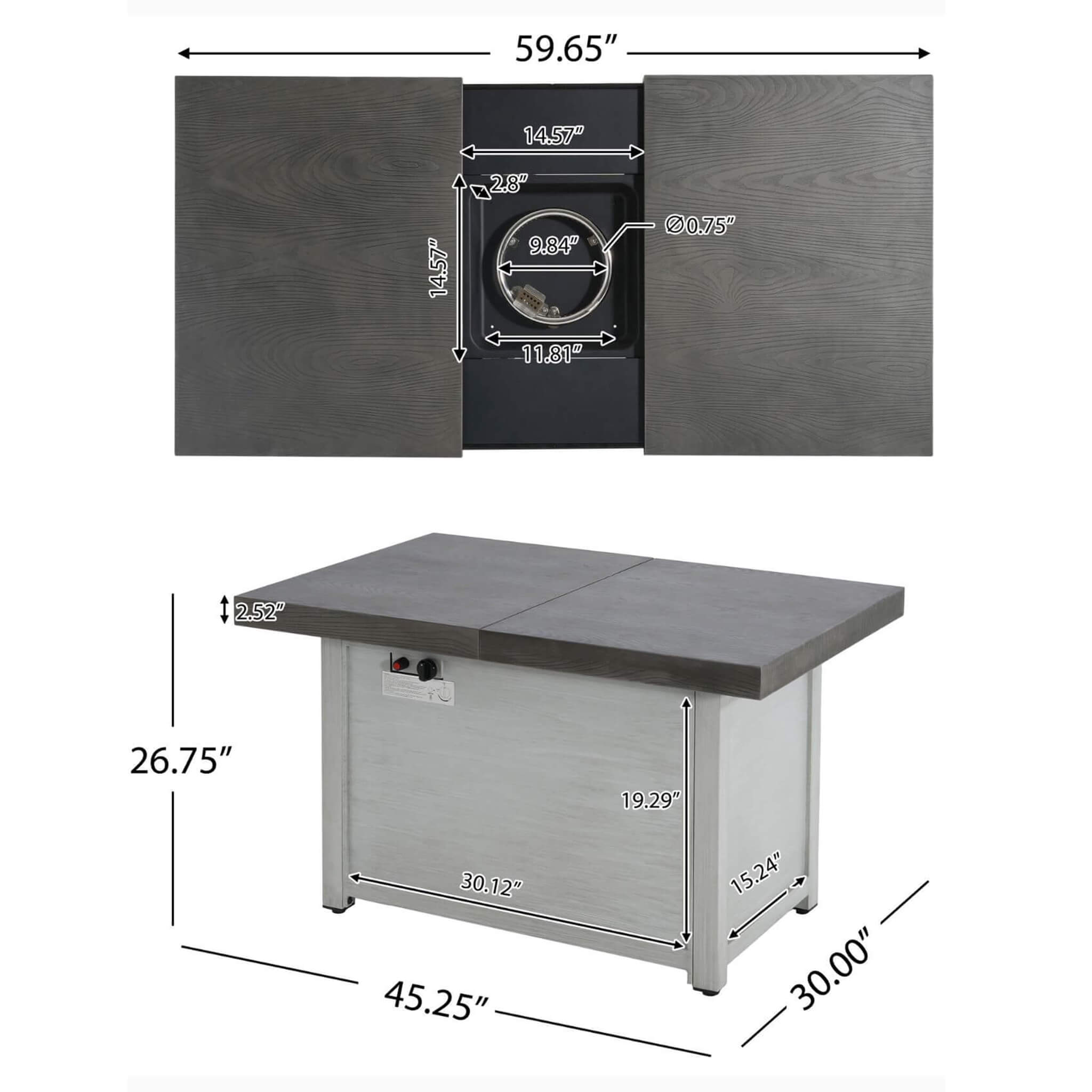Alora Premium 50K BTU Rectangle Outdoor Aluminum Fire Pit Table