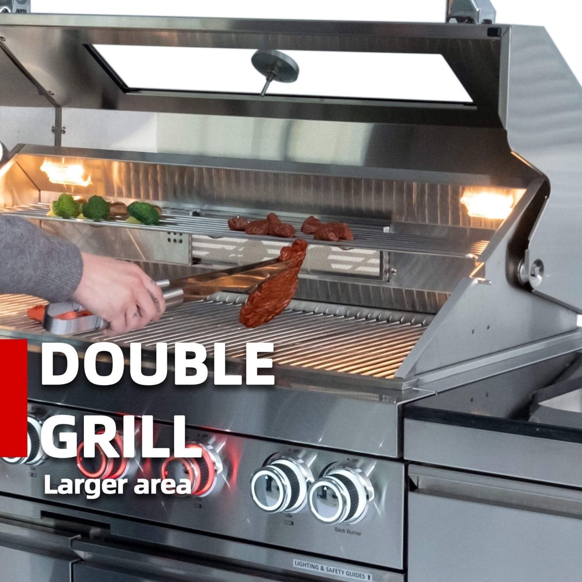 Castelle Flame Montclair 58-Inch 6-Burner 96K BTU Gas Outdoor Liquid Propane Grill Island With Wine Cooler And Rotisserie (SAK31642)
