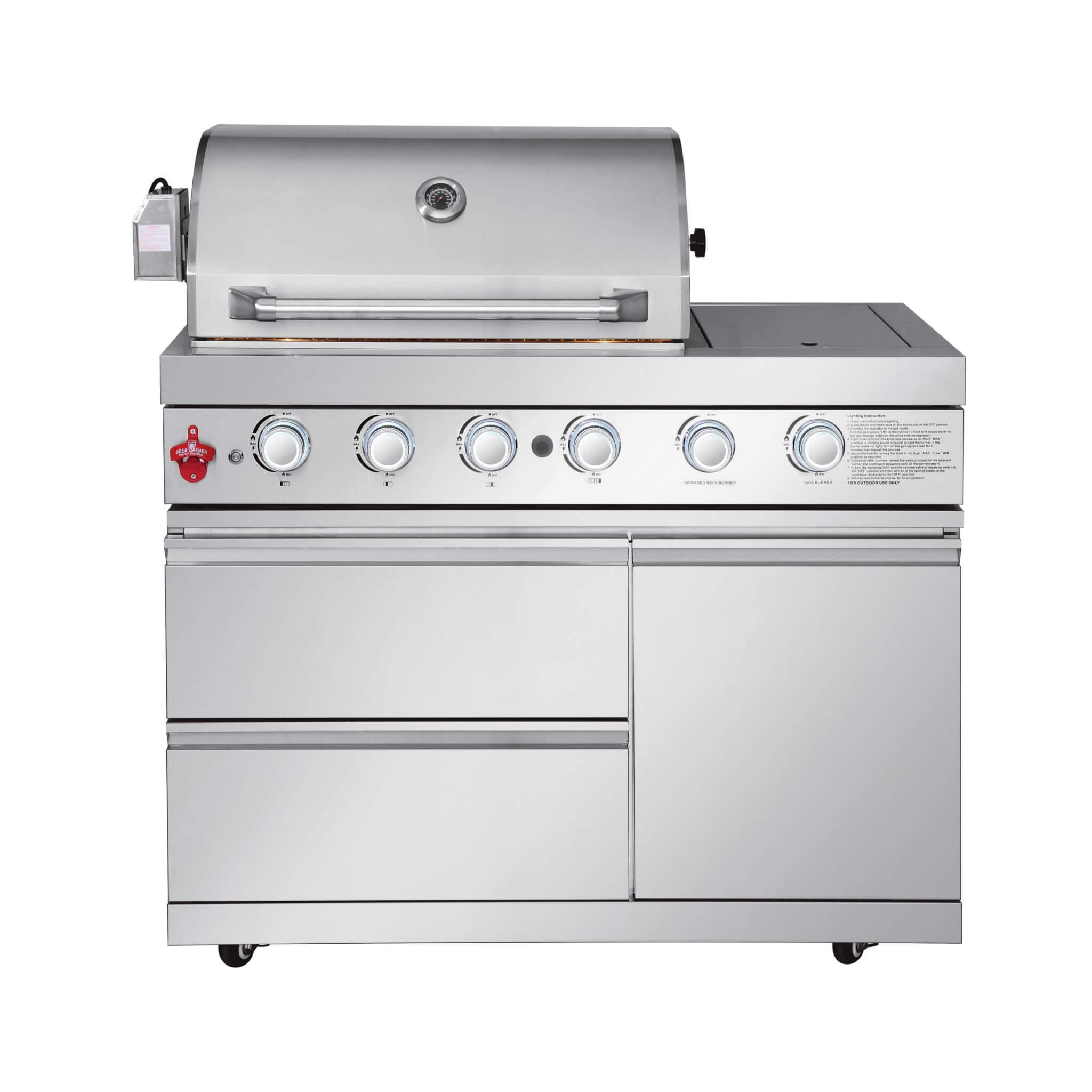 Castelle Flame Deluxe 4-Burner 72000 BTU Stainless Steel Liquid Propane Grill Island