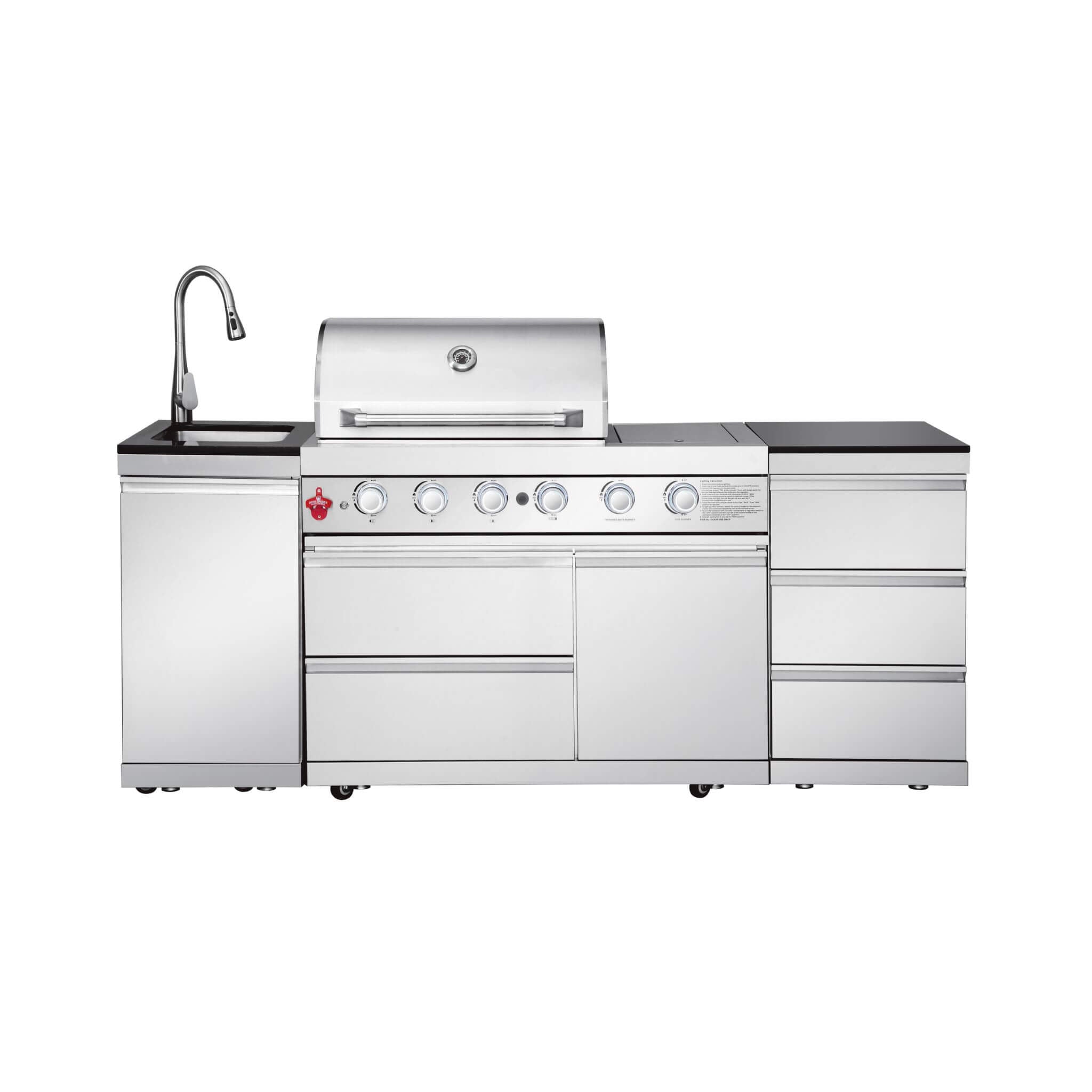 Castelle Flame Deluxe 4-Burner 72000 BTU Stainless Steel Liquid Propane Grill Island