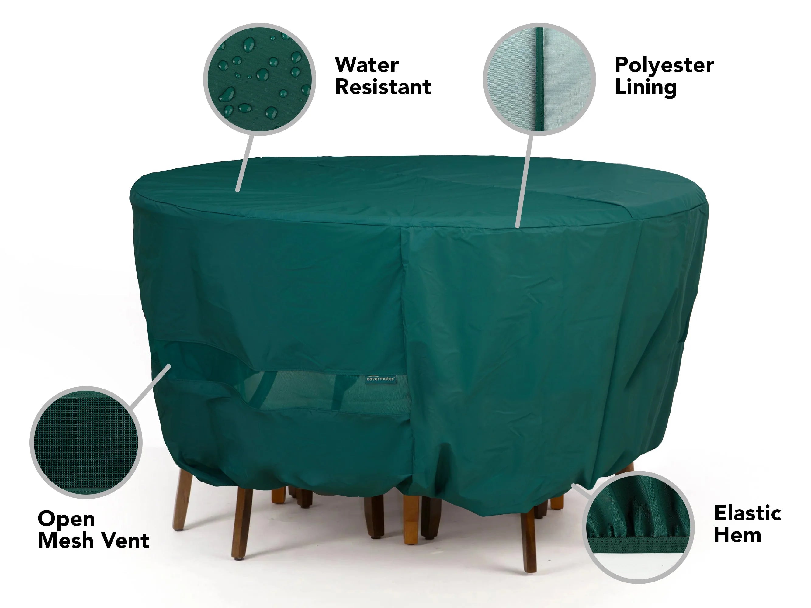 Coverstore Covermates Classic Round Dining Table & Chair Set Cover - Hunter Green