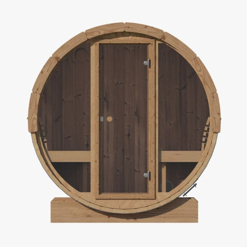 SaunaLife Model E8G Ergo Series 6-Person Outdoor Sauna Barrel With Tempered Glass Front
