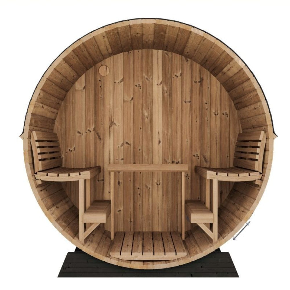 SaunaLife Model EE8G Ergo Series 6-Person Outdoor Sauna Barrel With Tempered Glass Front