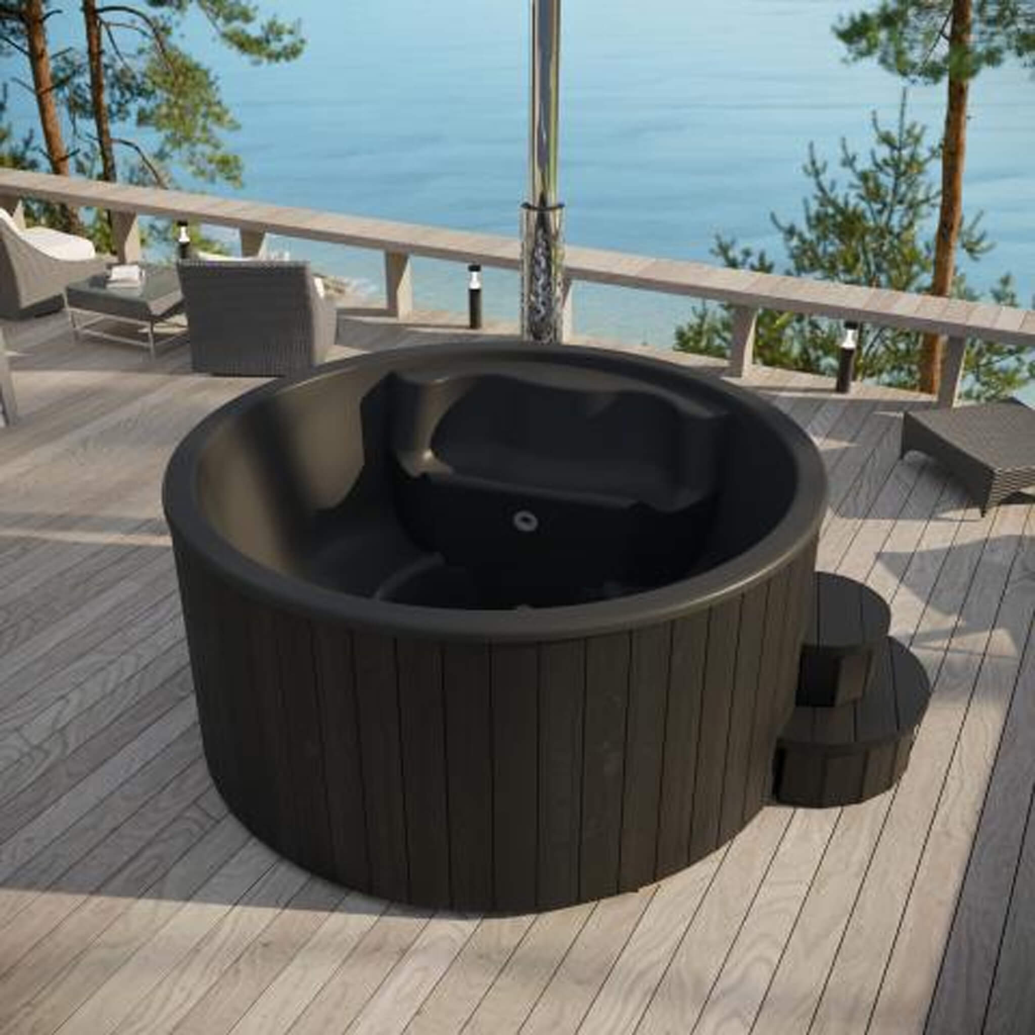 SaunaLife Model S4B Premium 6-Person Home Wood-Burning Hot Tub