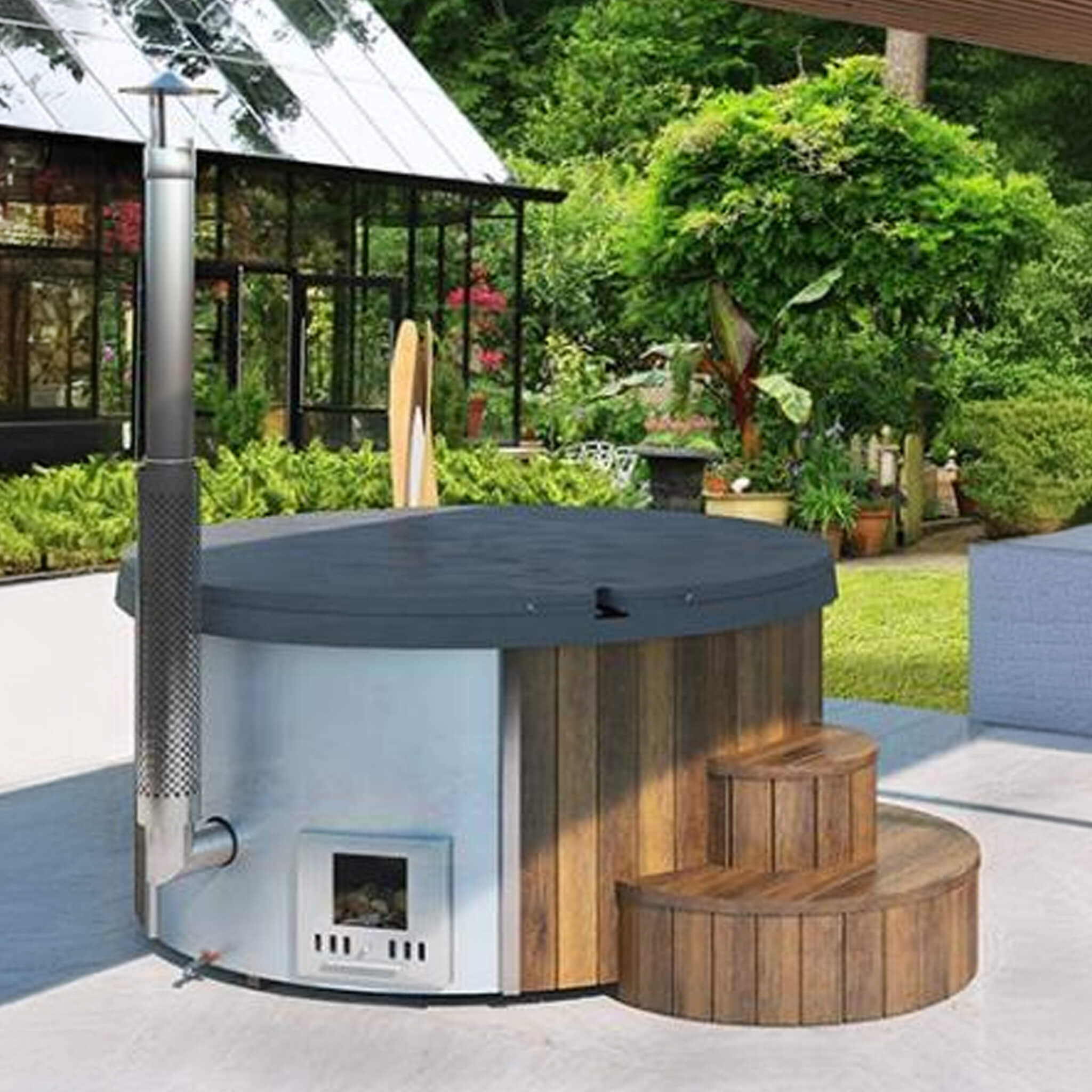 SaunaLife Model S4N Premium 6-Person Home Wood-Burning Hot Tub