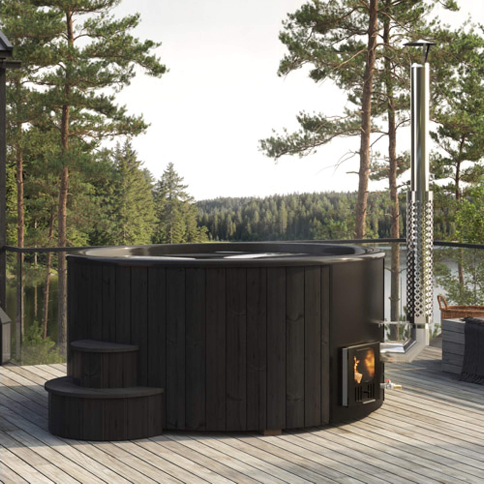 SaunaLife Model S6B 7-Person Soak-Series Home Wood-Burning Hot Tub