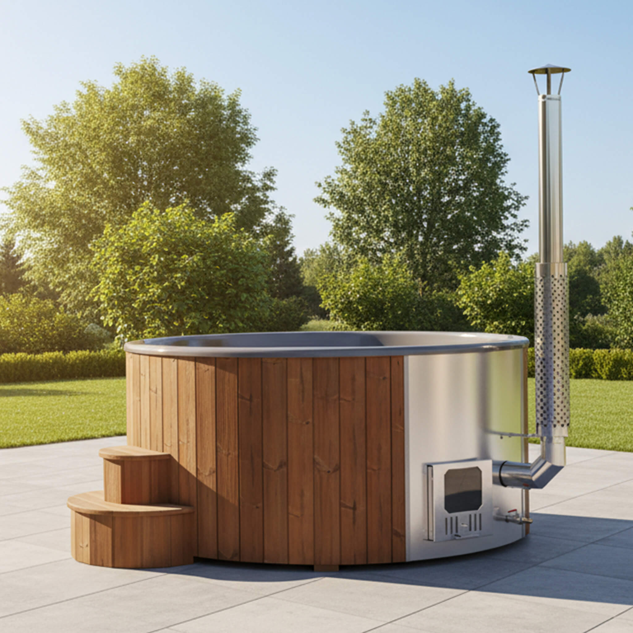 SaunaLife Model S6N 7-Person Soak-Series Home Wood-Burning Hot Tub
