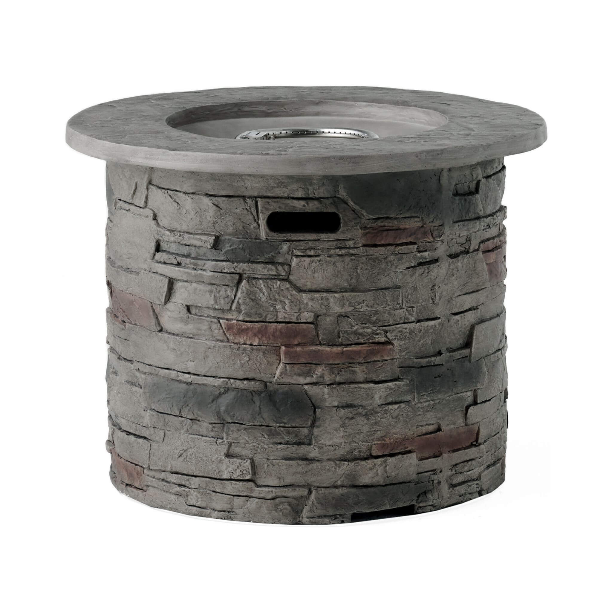 Alora 32-Inch Transitional Outdoor Concrete Round Propane Fire Pit Table