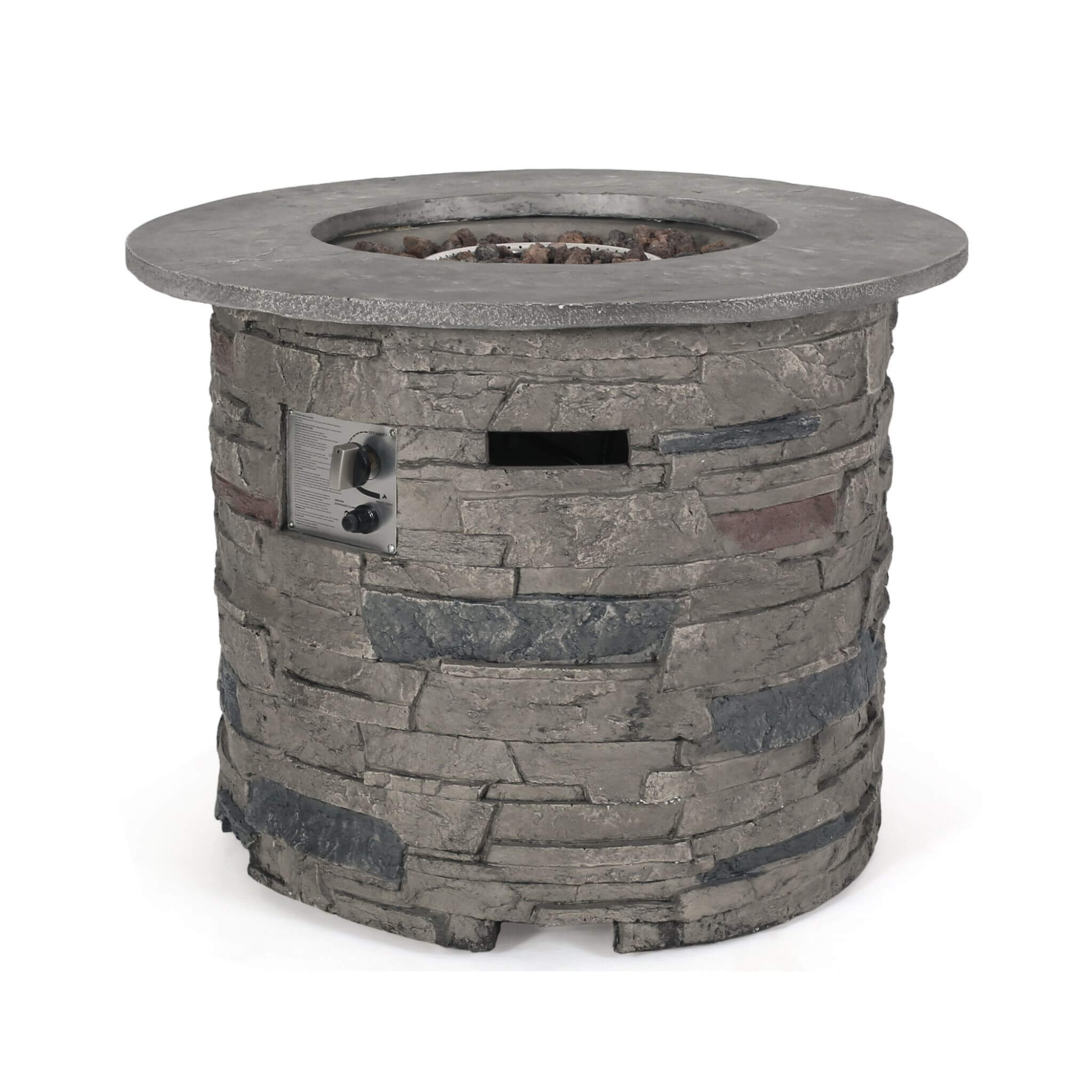 Alora 32-Inch Transitional Outdoor Concrete Round Propane Fire Pit Table