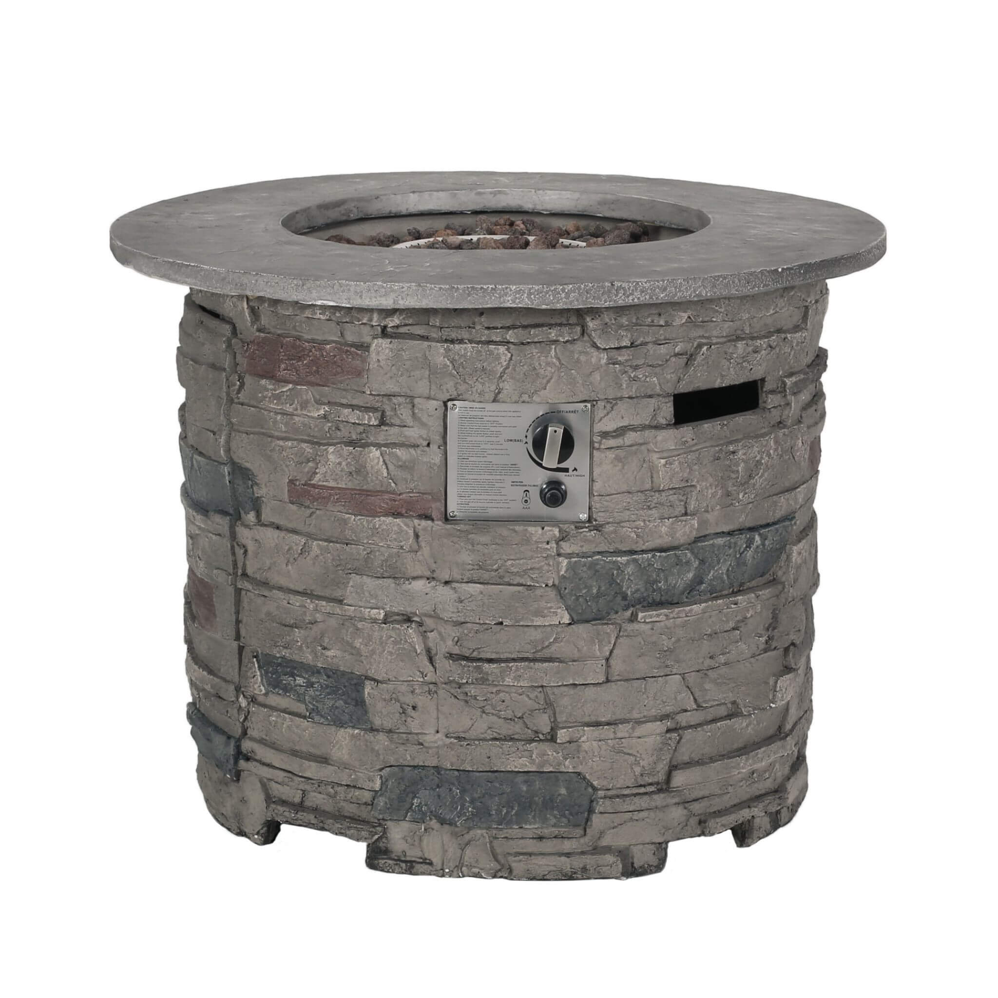 Alora 32-Inch Transitional Outdoor Concrete Round Propane Fire Pit Table